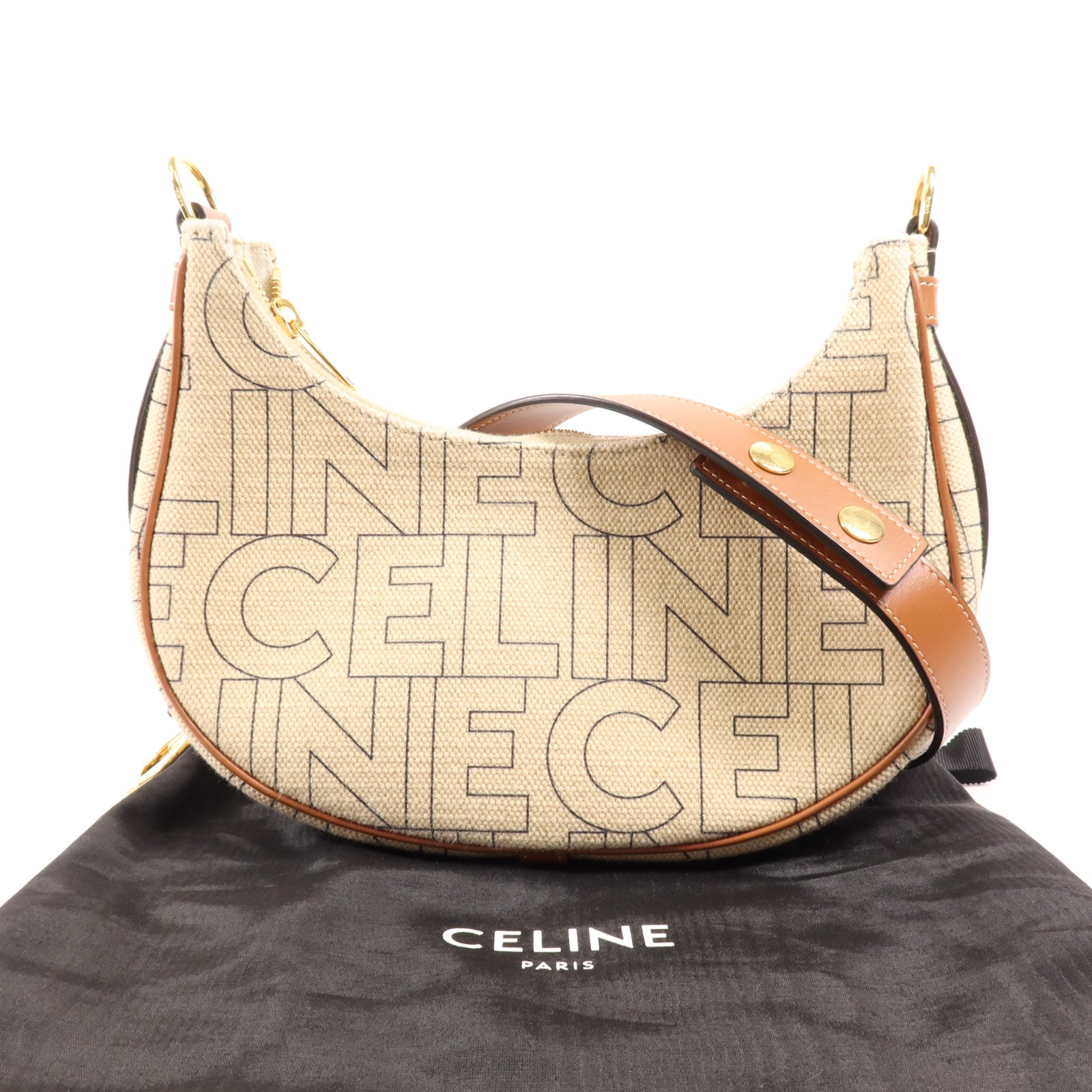 CELINE 帆布Ava金扣肩背袋