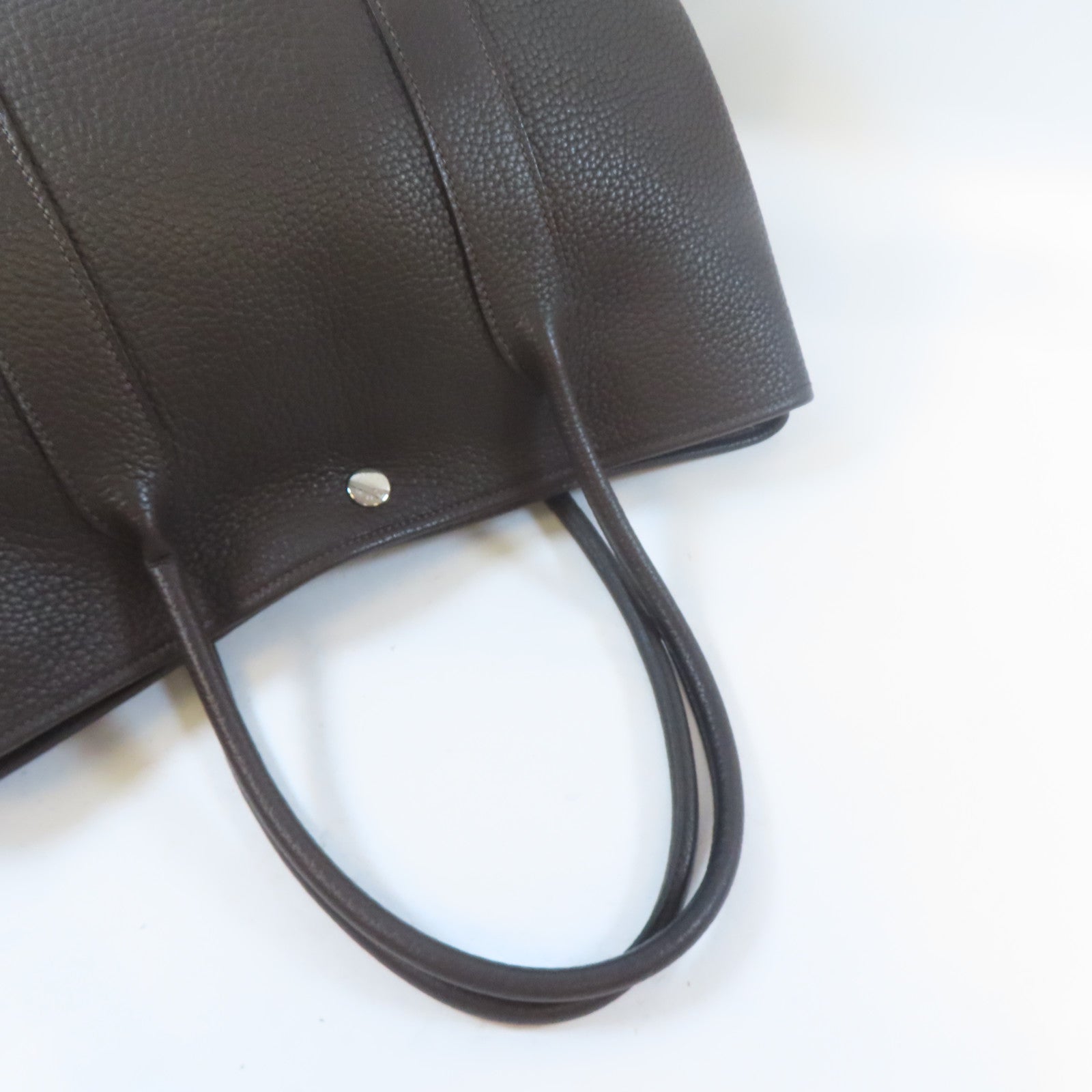 HERMES Negonda皮革Garden Party PM銀扣手挽袋啡色
