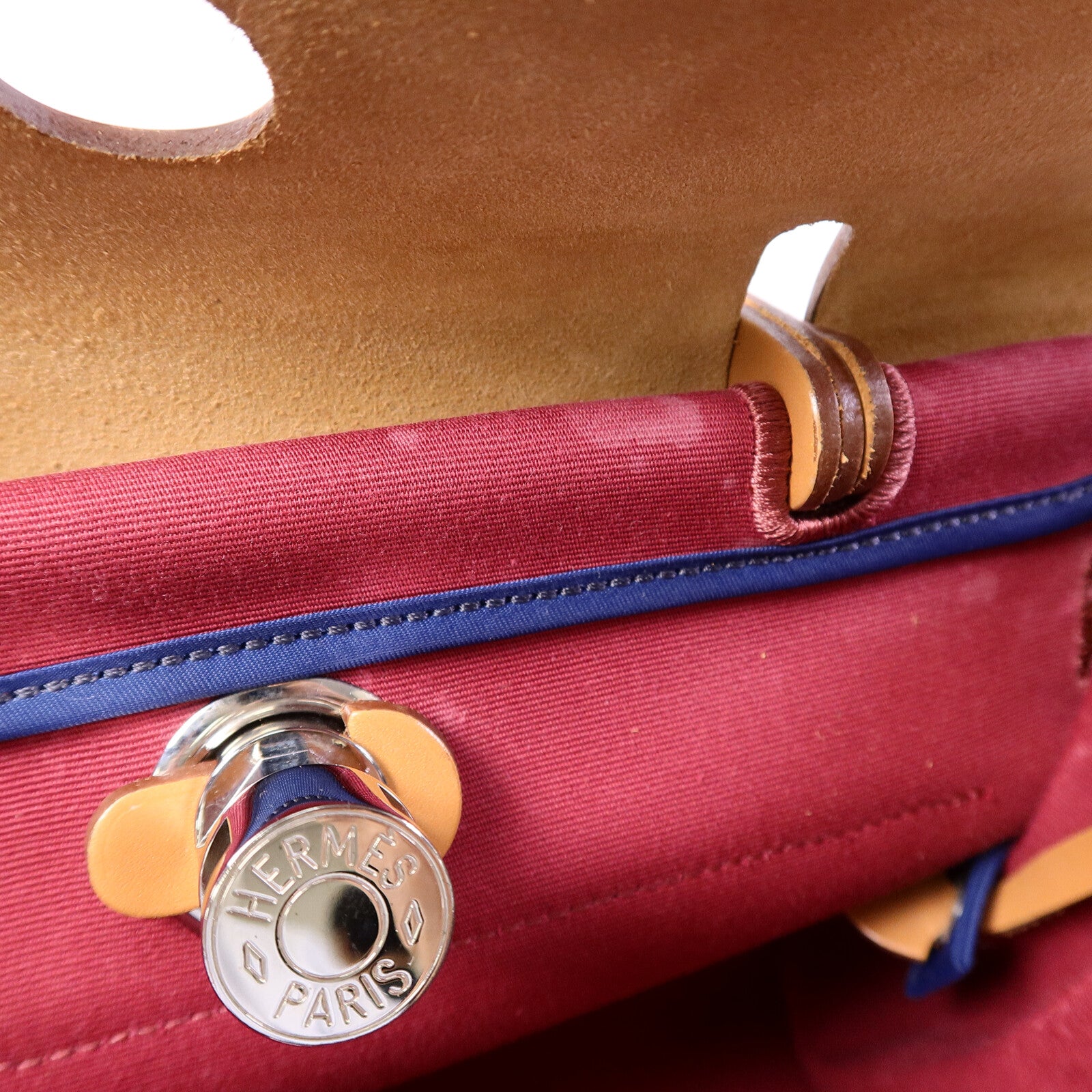 HERMES 帆布Herbag PM手挽肩背兩用袋Rubis/Bleu Saphir