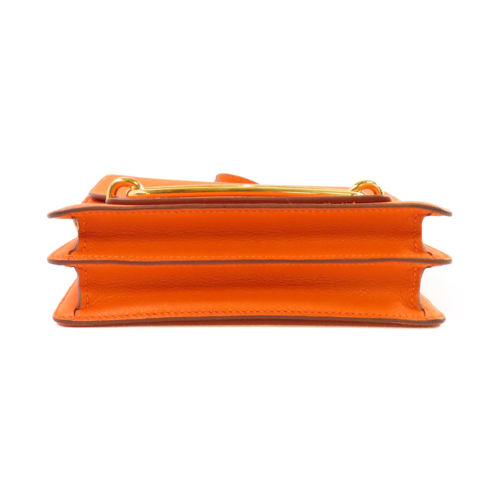 HERMES Evercolor皮革Roulis Mini Shoulder Bag金扣肩背袋9J Feu fire orange/火橘色
