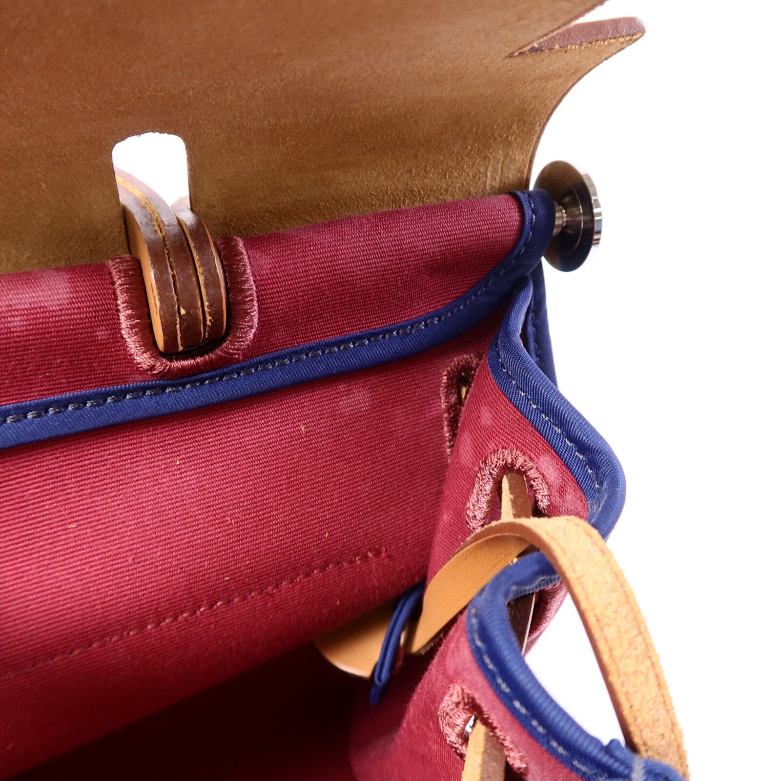 HERMES 帆布Herbag PM手挽肩背兩用袋Rubis/Bleu Saphir