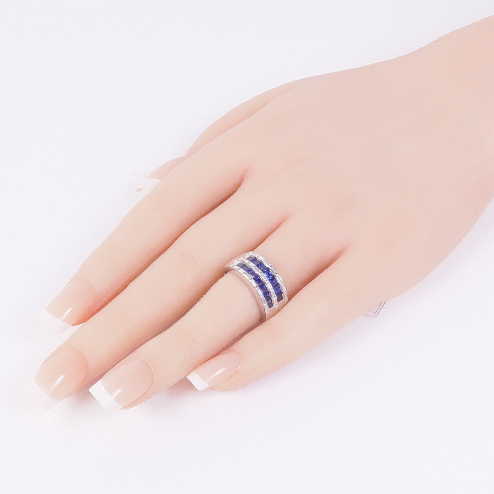 JEWELRY PT900鉑金Sapphire/Diamond Ring藍寶石/鑽石戒指US#6.5