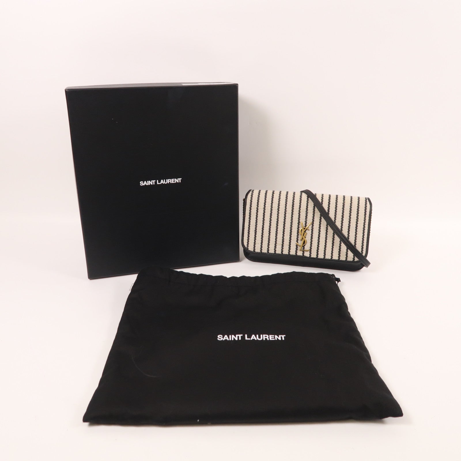 YVES SAINT LAURENT 帆布Chain Shoulder金扣肩背袋