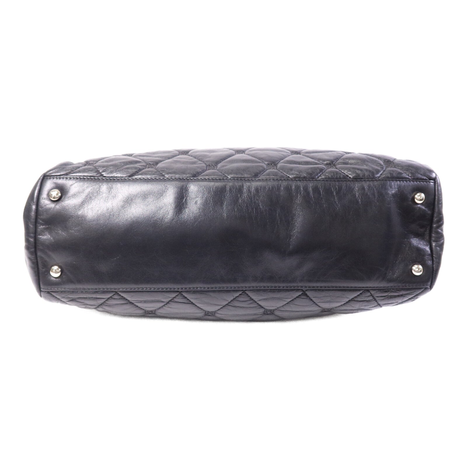 CHANEL 羊皮皮革So Black Flap Hand Bag銀扣手挽袋