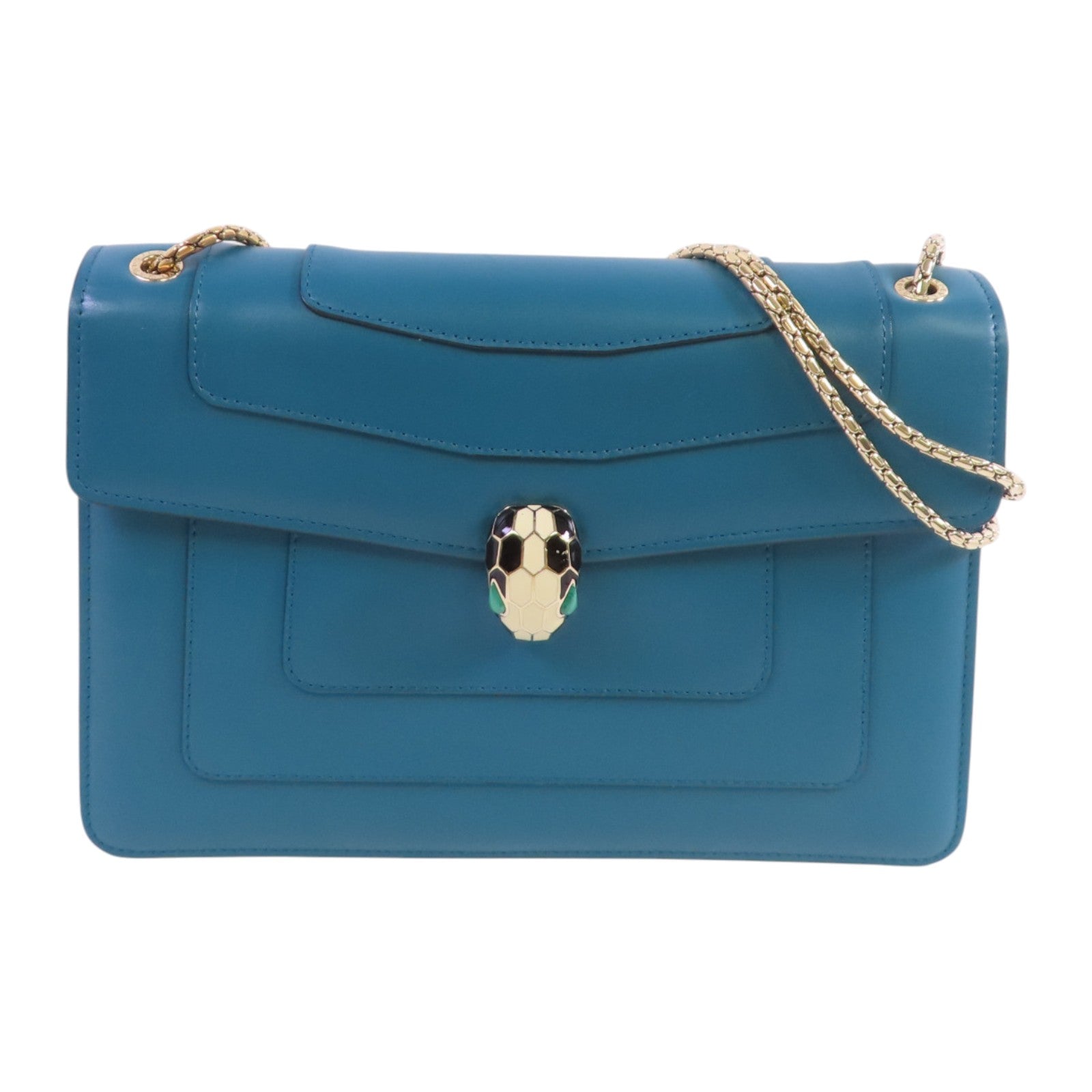 BVLGARI 牛皮皮革Serpenti Shoulder Bag金扣鏈帶肩背袋