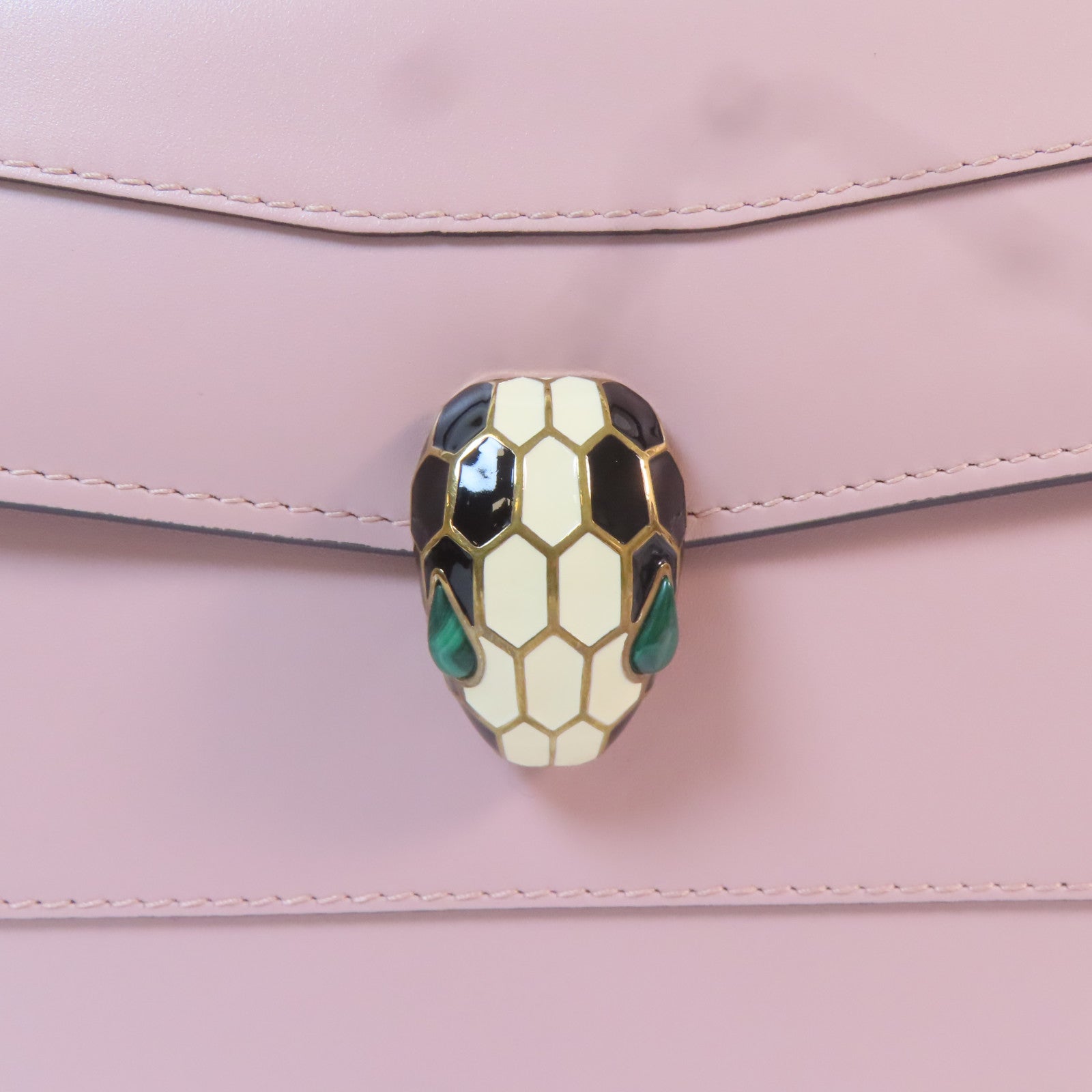 BVLGARI 【激減優惠】皮革Chain Shoulder Bag銀扣鏈帶肩背袋粉紅色