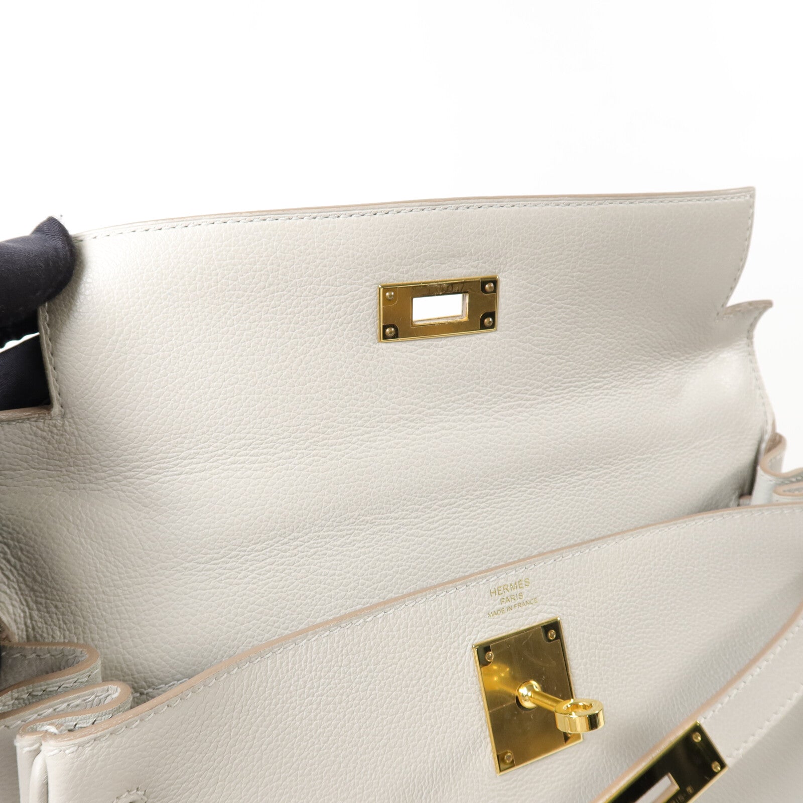 HERMES Togo皮革Kelly 28手挽肩背兩用袋Gris Pâle