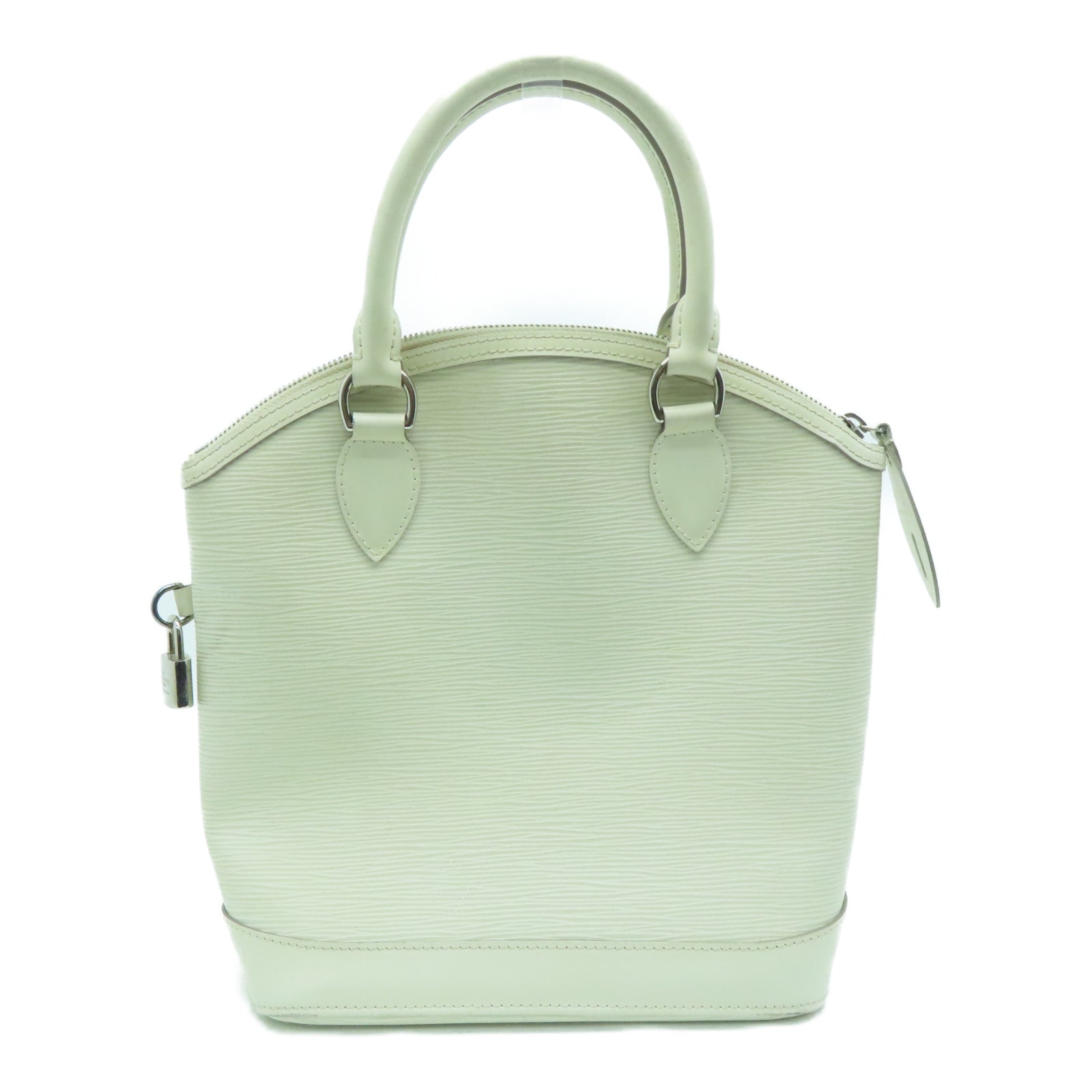 LOUIS VUITTON Epi Lockit Vertical Silver Buckle Handle Bag White
