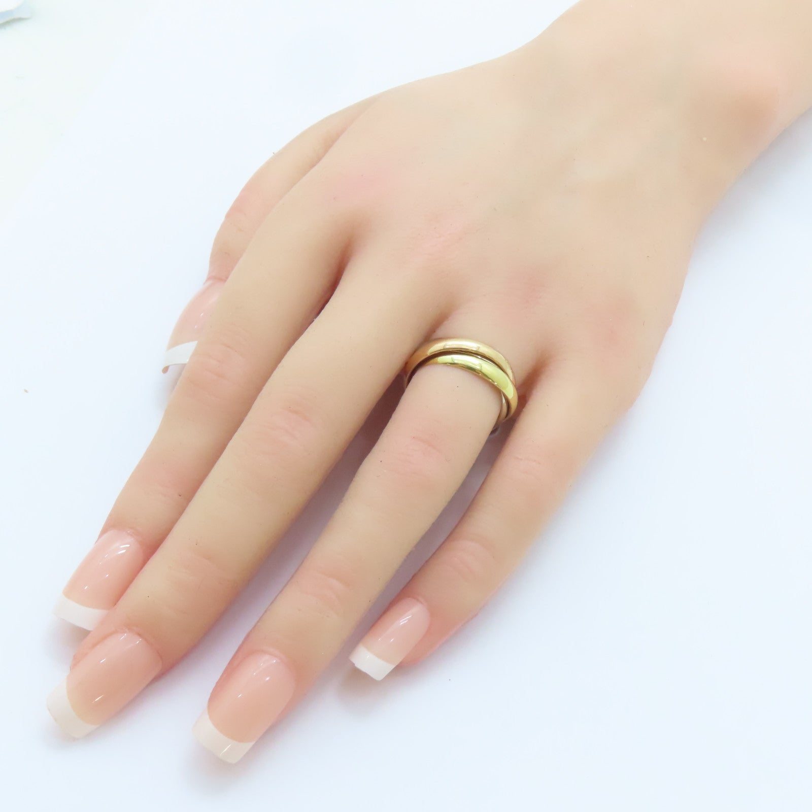 CARTIER 18K黃金/白金/玫瑰金Trinity戒指Cartier#52/US#6.25