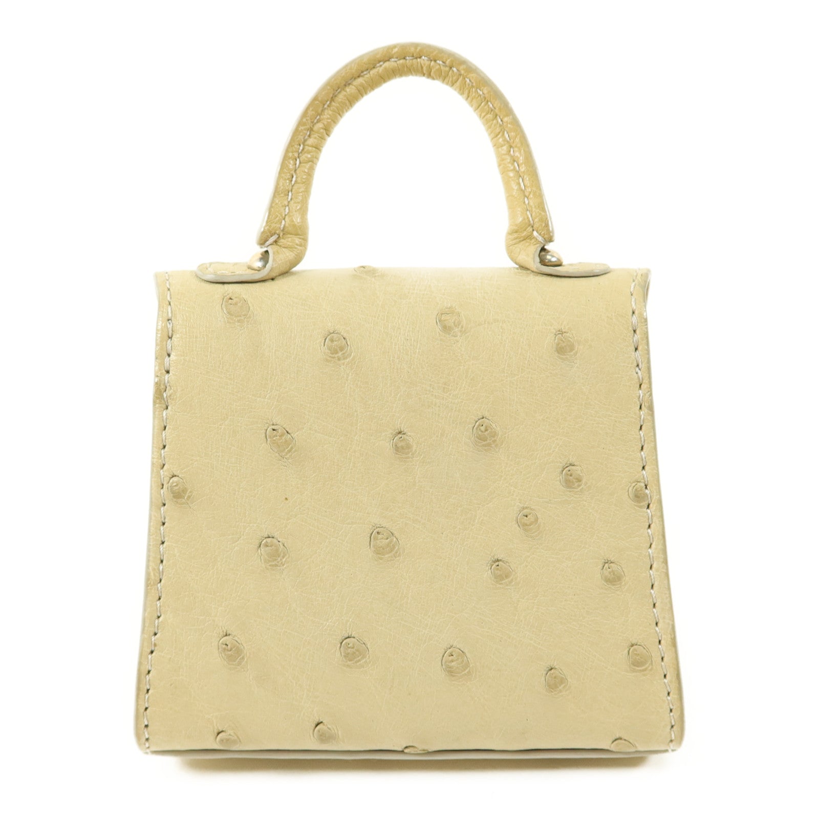 Delvaux 駝鳥皮革Charm銀扣掛飾