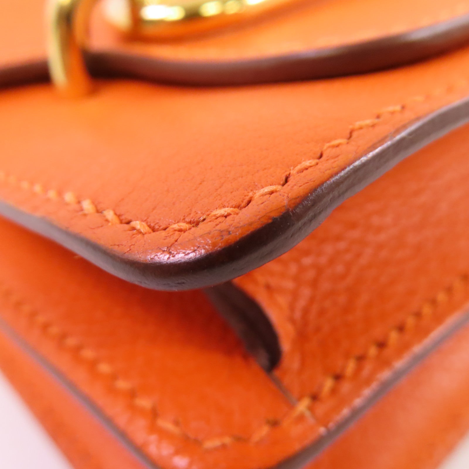 HERMES Evercolor皮革Roulis Mini Shoulder Bag金扣肩背袋9J Feu fire orange/火橘色