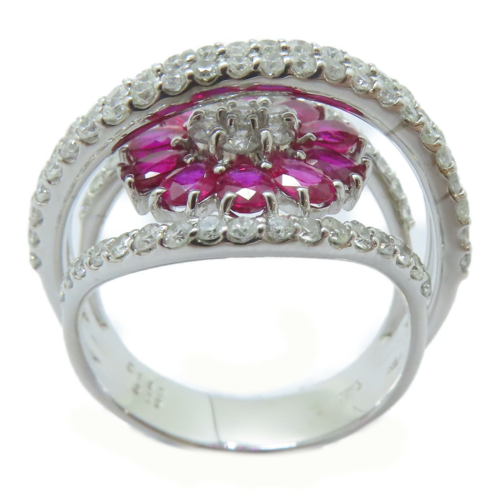 JEWELRY 18K白金Ruby Ring 2.09ct紅寶石/1.8ct鑽石戒指US#10