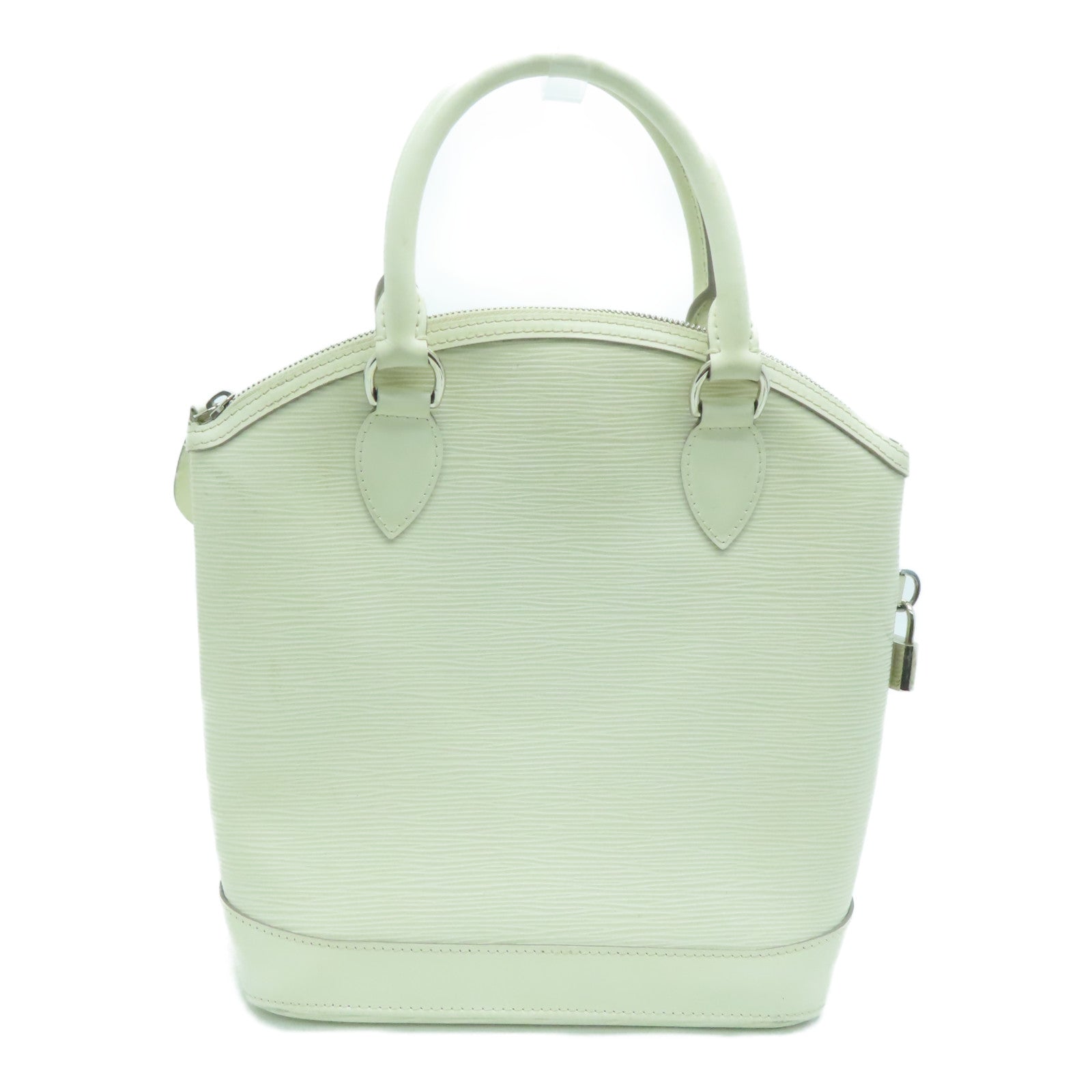 LOUIS VUITTON Epi Lockit Vertical Silver Buckle Handle Bag White