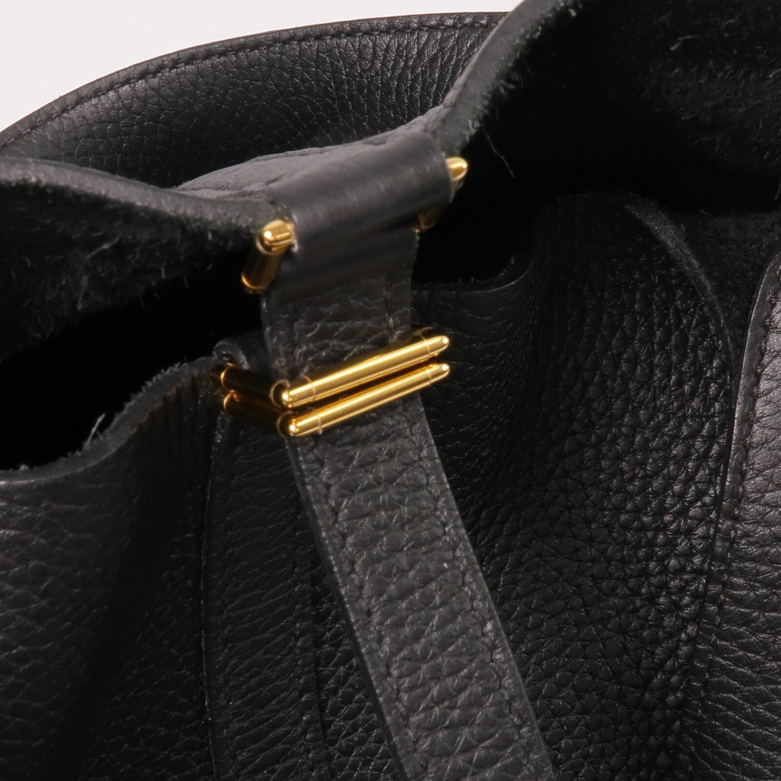 HERMES Clemence皮革Picotin MM手挽袋Noir