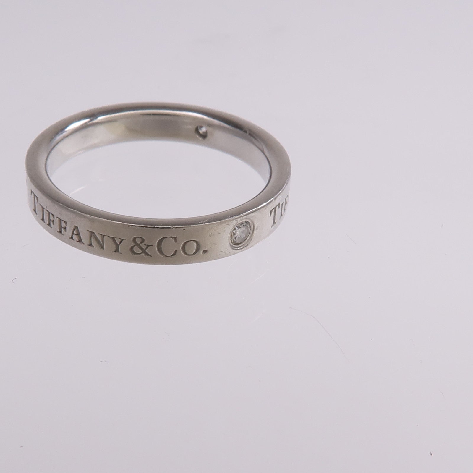 TIFFANY＆CO PT950鉑金T&Co Band Ring 3 Diamonds鑽石戒指