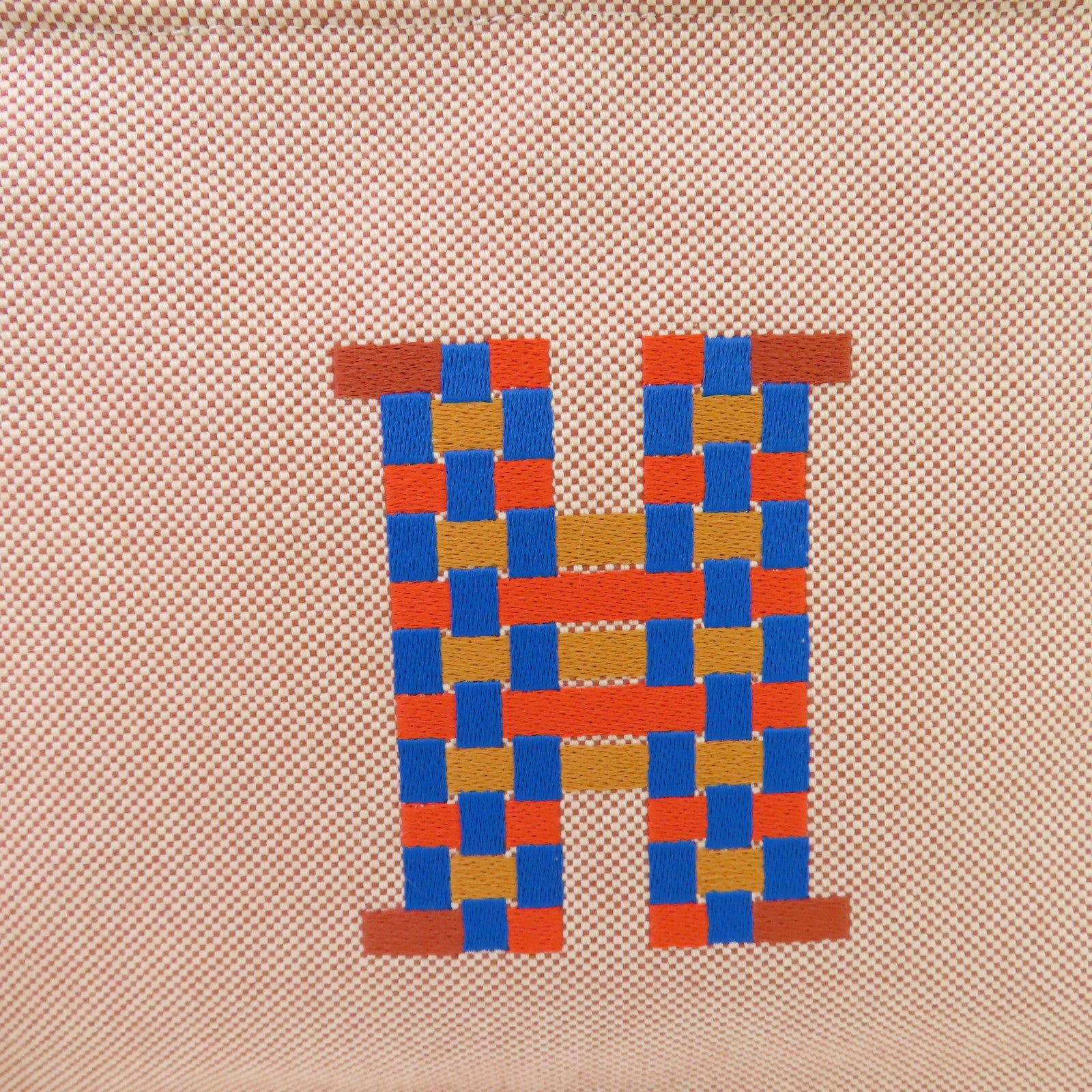 HERMES H Decoration帆布H Tissage Case銀扣手拿包棕色