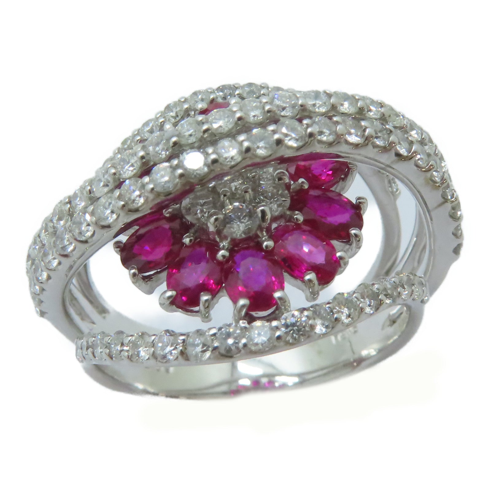 JEWELRY 18K白金Ruby Ring 2.09ct紅寶石/1.8ct鑽石戒指US#10