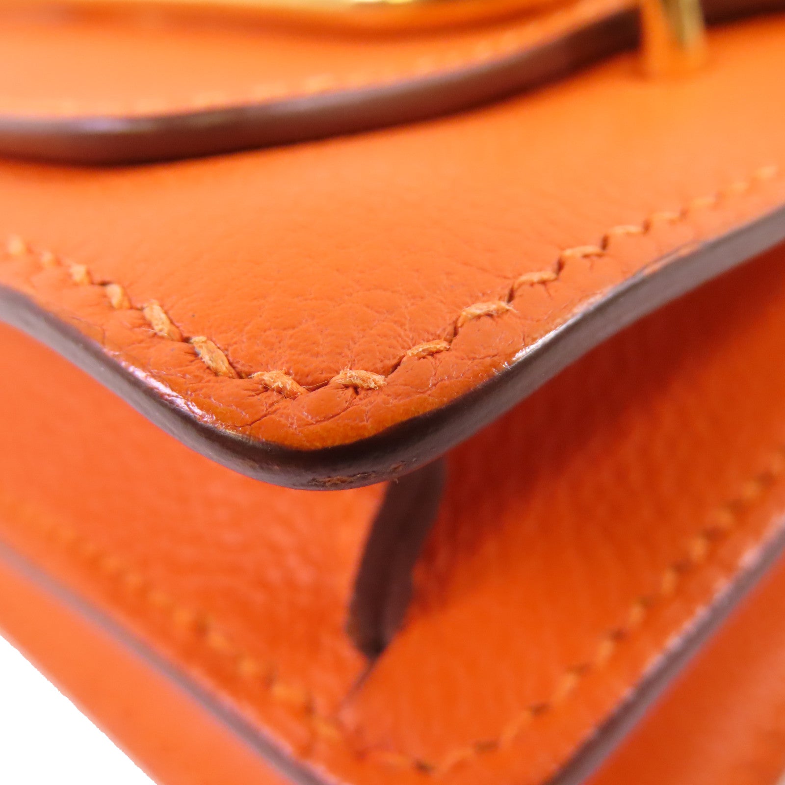 HERMES Evercolor皮革Roulis Mini Shoulder Bag金扣肩背袋9J Feu fire orange/火橘色