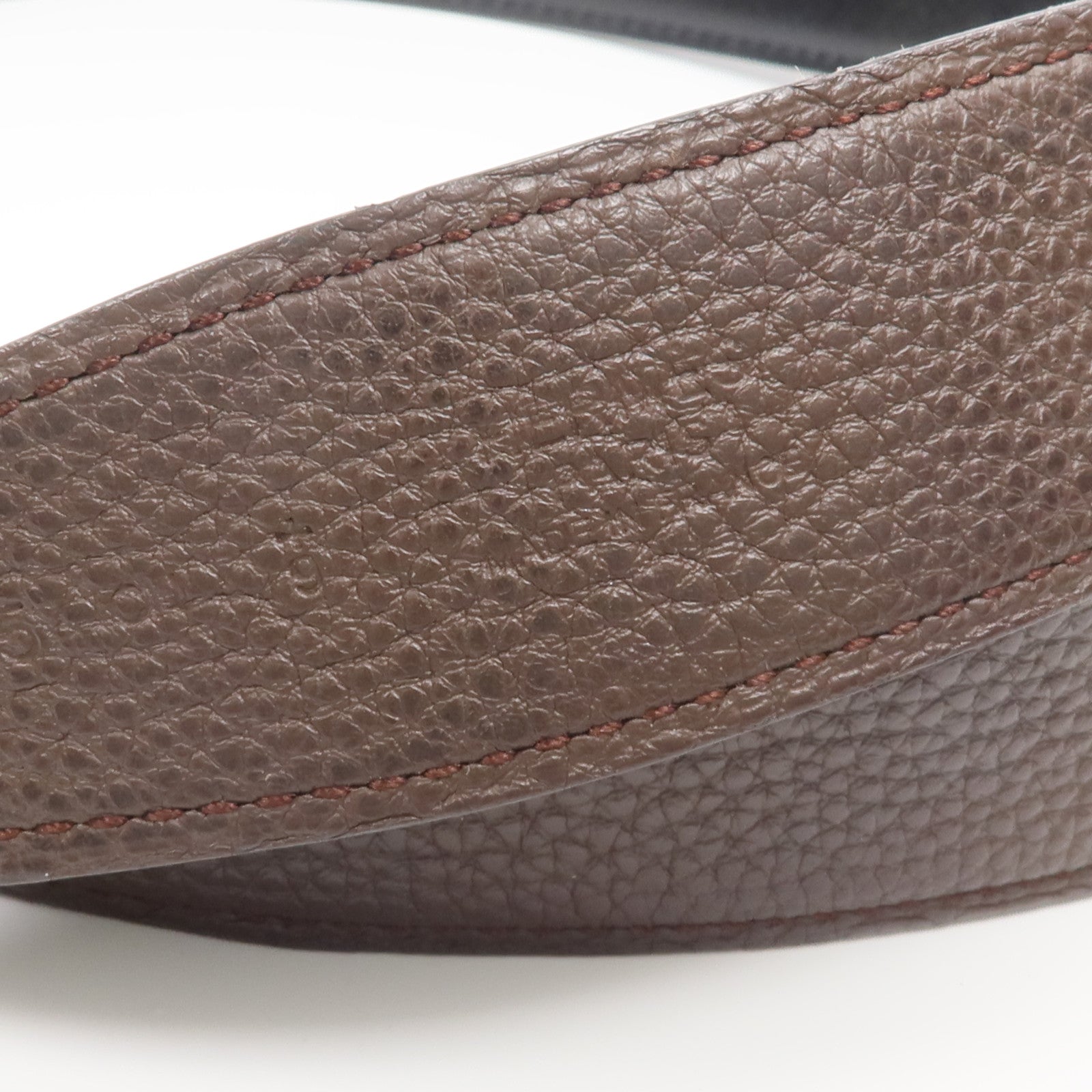 HERMES Togo/Box皮革Reversible H Belt 85cm皮帶Chocolat/Noir