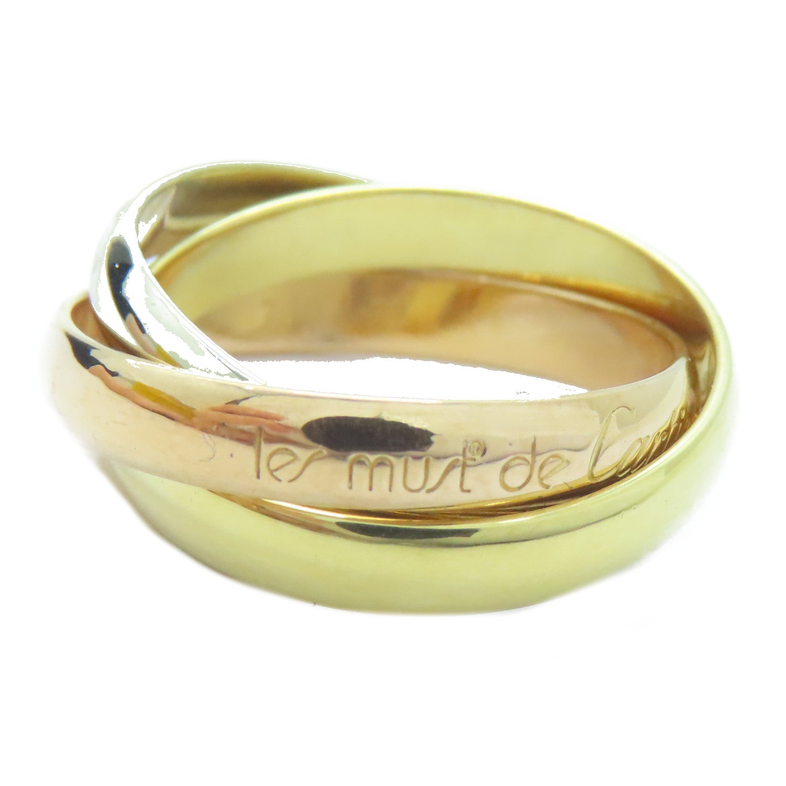 CARTIER 18K黃金/白金/玫瑰金Trinity戒指Cartier#52/US#6.25