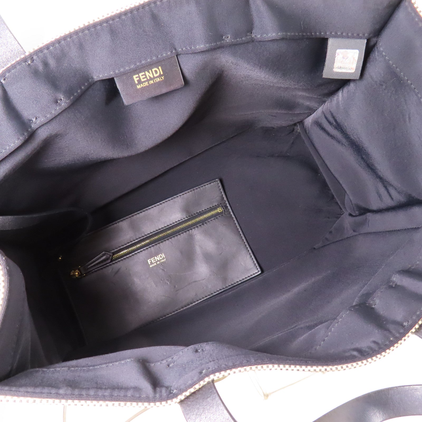 Fendi Tote Bag Shoulder Bag Canvas Beige