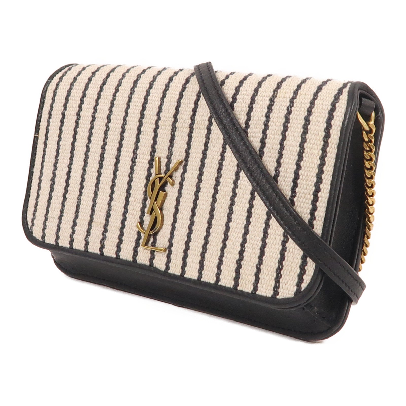 YVES SAINT LAURENT 帆布Chain Shoulder金扣肩背袋