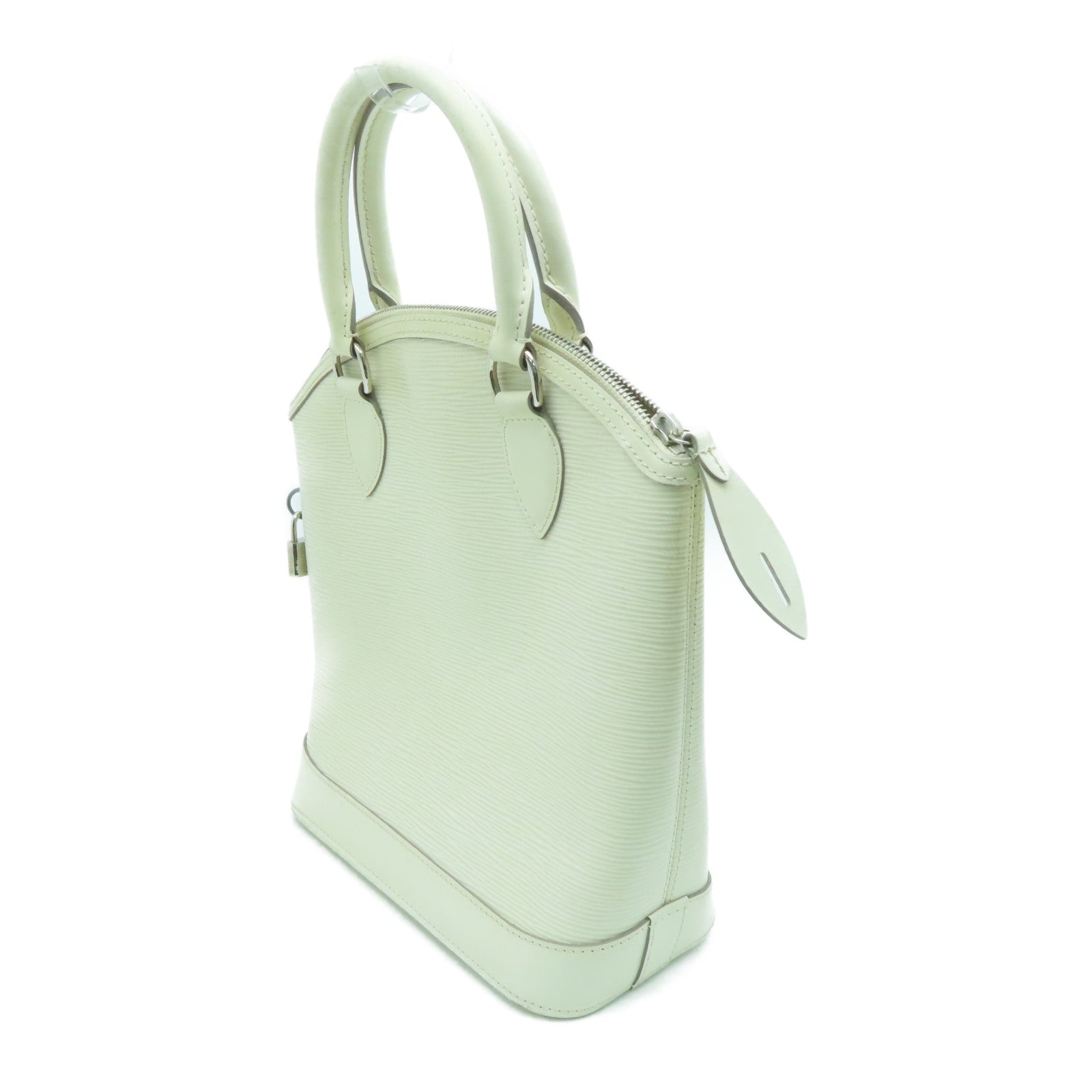 LOUIS VUITTON Epi Lockit Vertical Silver Buckle Handle Bag White