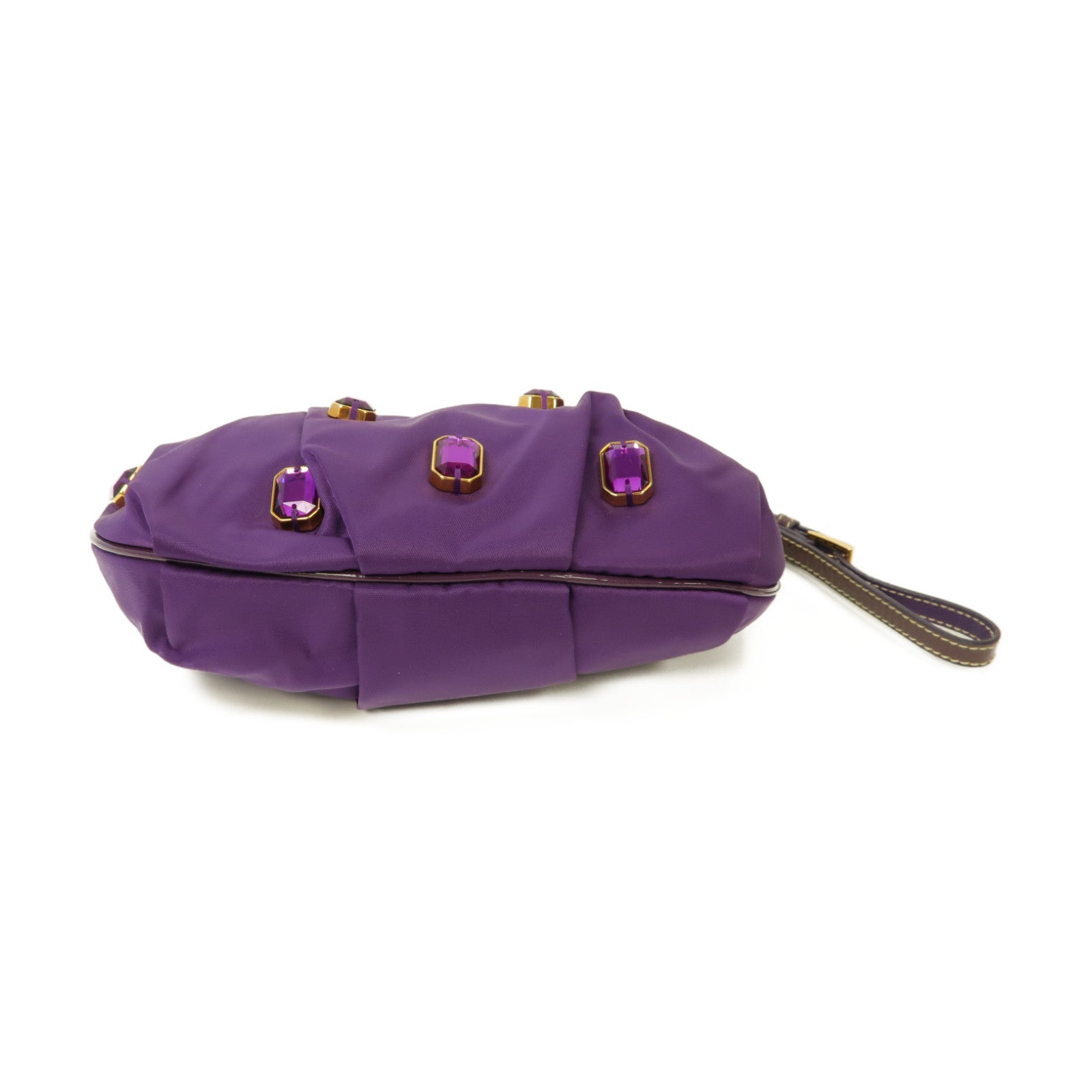 PRADA 尼龍Clutch Bag金扣手拿包紫色