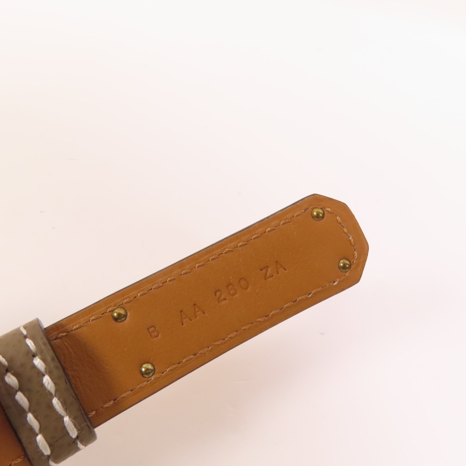 HERMES Epsom皮革Kelly Belt玫瑰金扣皮帶Etoupe