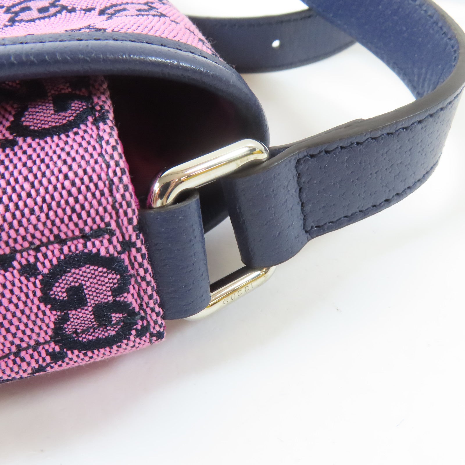 GUCCI 帆布Shoulder Bag銀扣肩背袋粉紅色