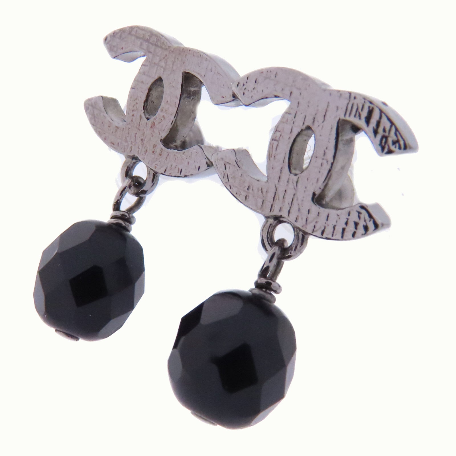 CHANEL PVC/金屬Earrings耳環黑色/銀色