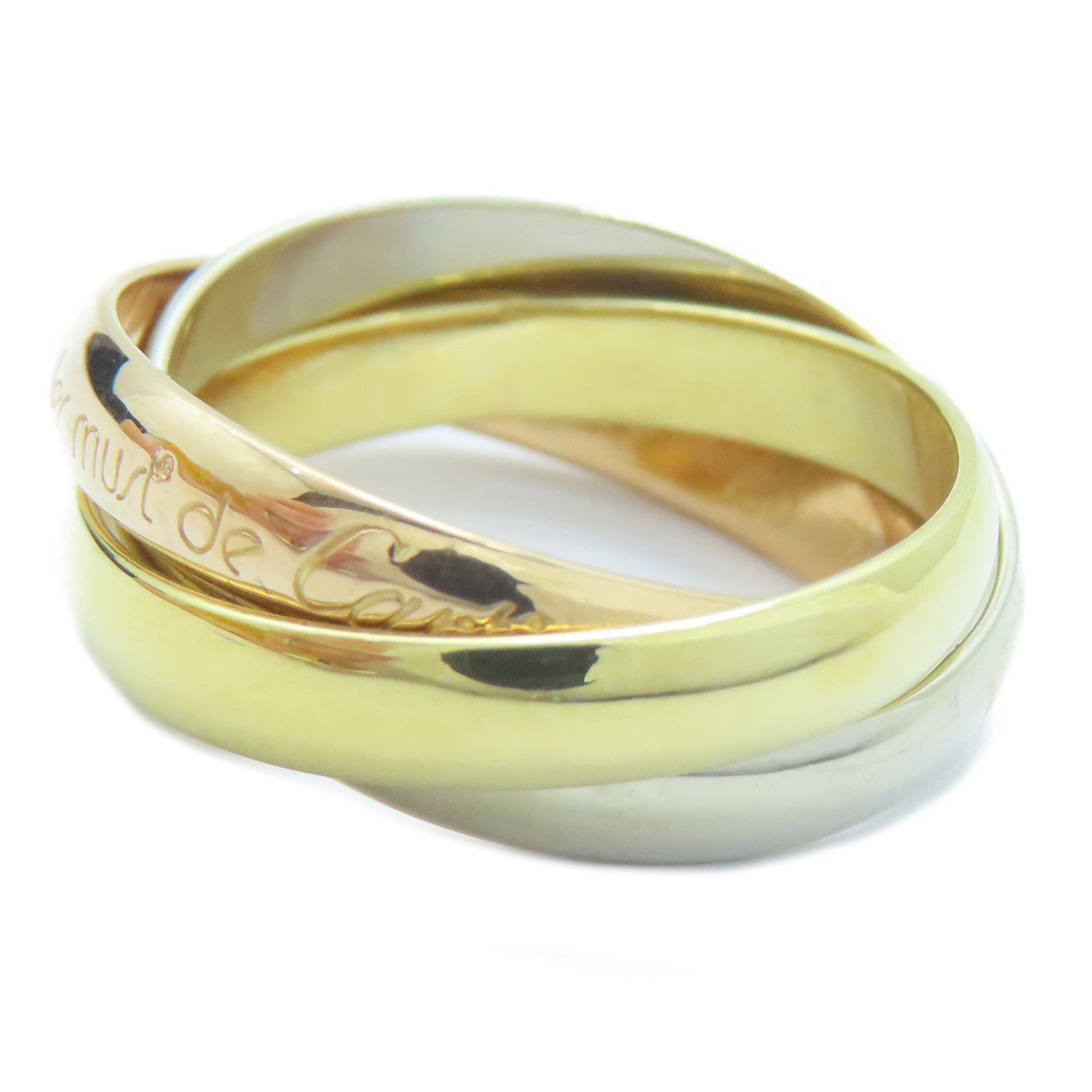 CARTIER 18K黃金/白金/玫瑰金Trinity戒指Cartier#52/US#6.25