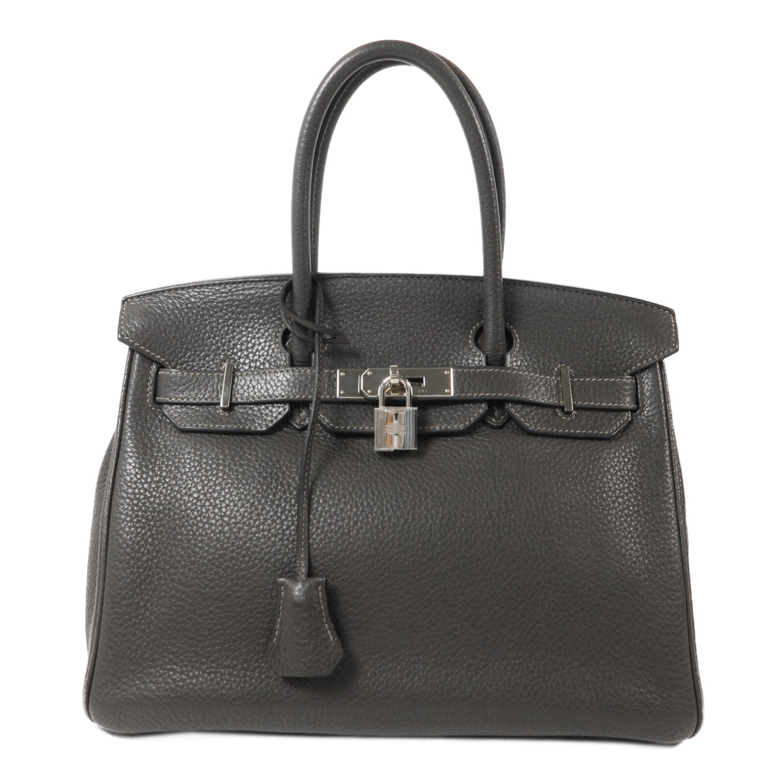 HERMES Clemence皮革Birkin 30手挽袋Graphite