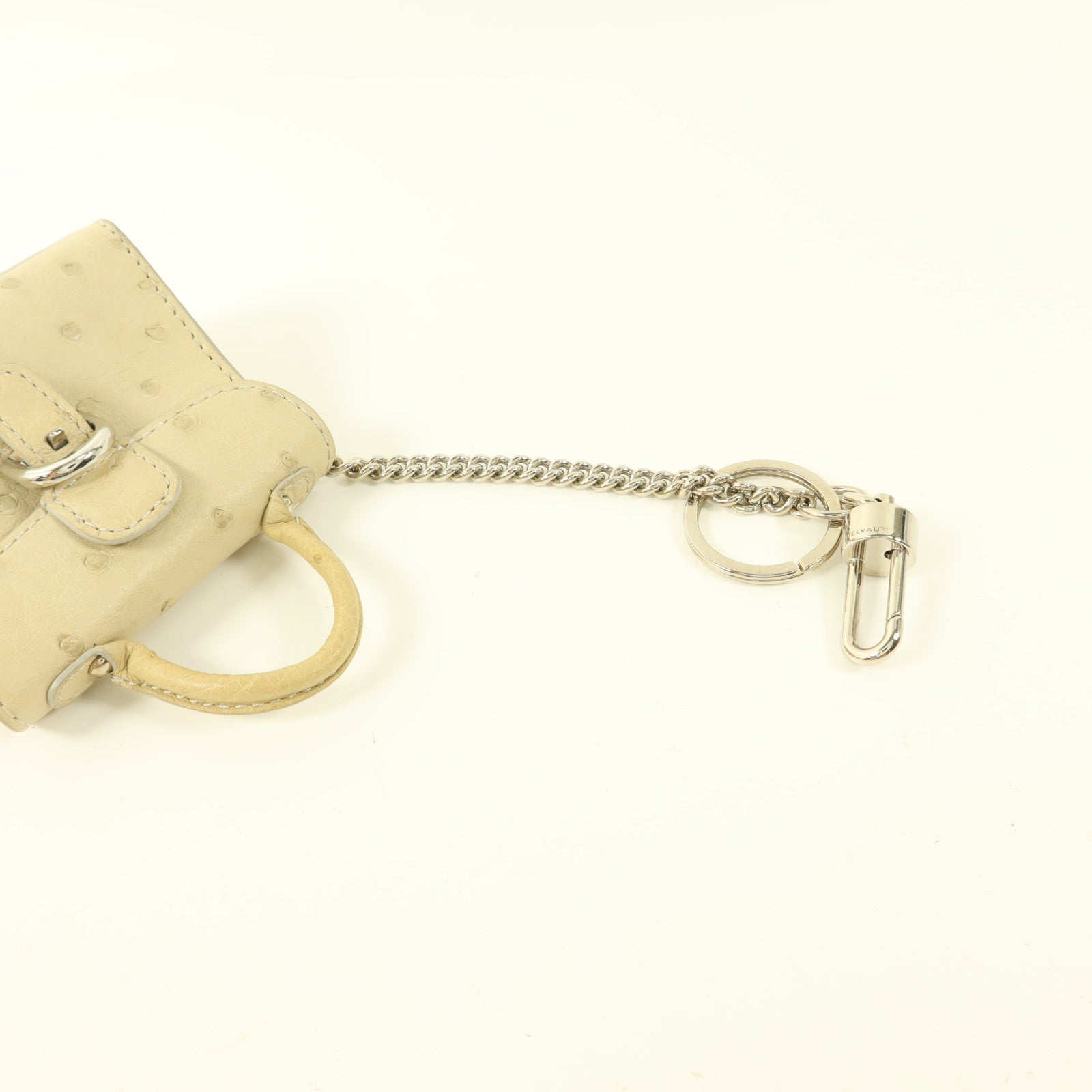 Delvaux 駝鳥皮革Charm銀扣掛飾