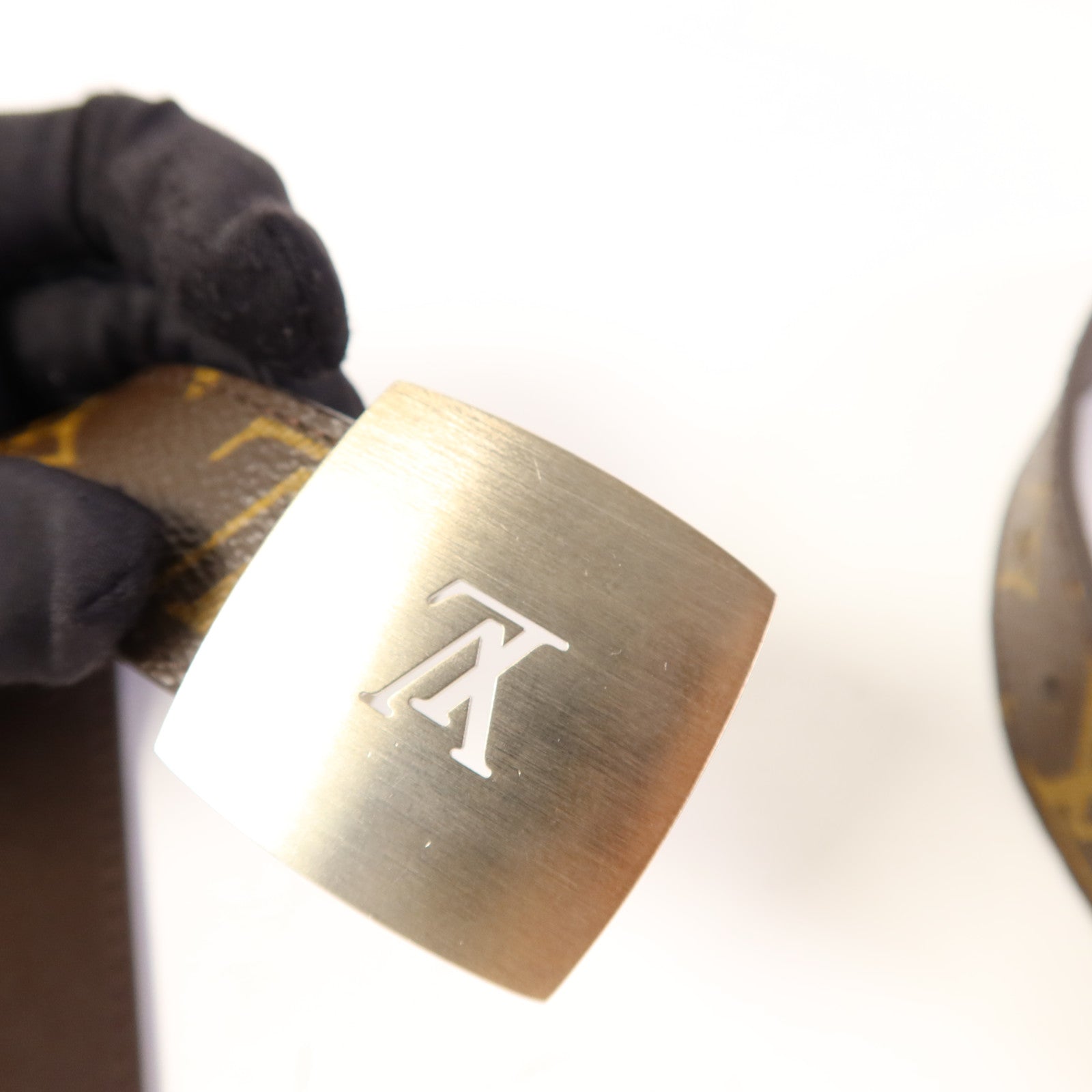 LOUIS VUITTON Monogram Buckle Monogram Belt銀扣皮帶