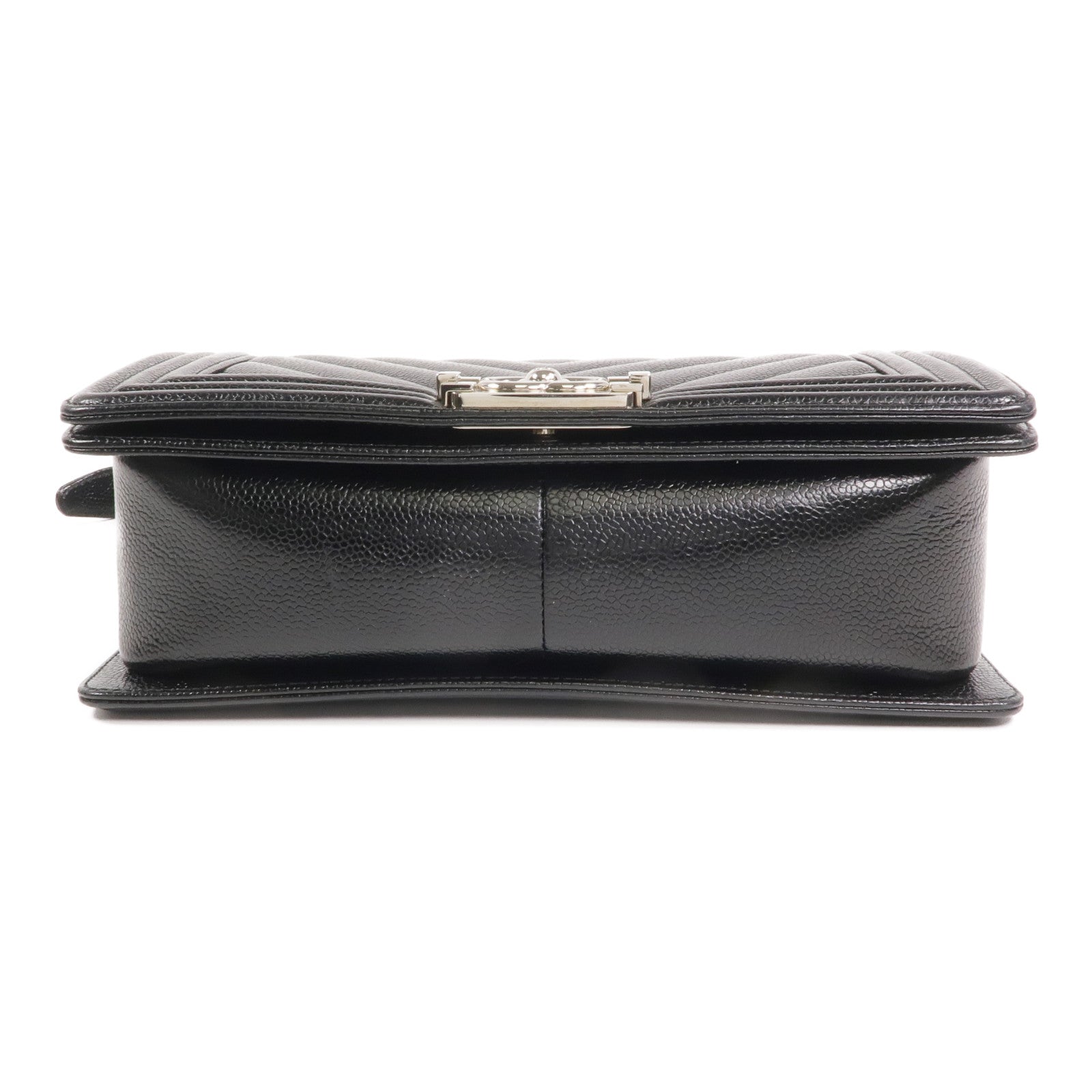 CHANEL 牛皮皮革Boy 25銀扣鏈帶肩背袋