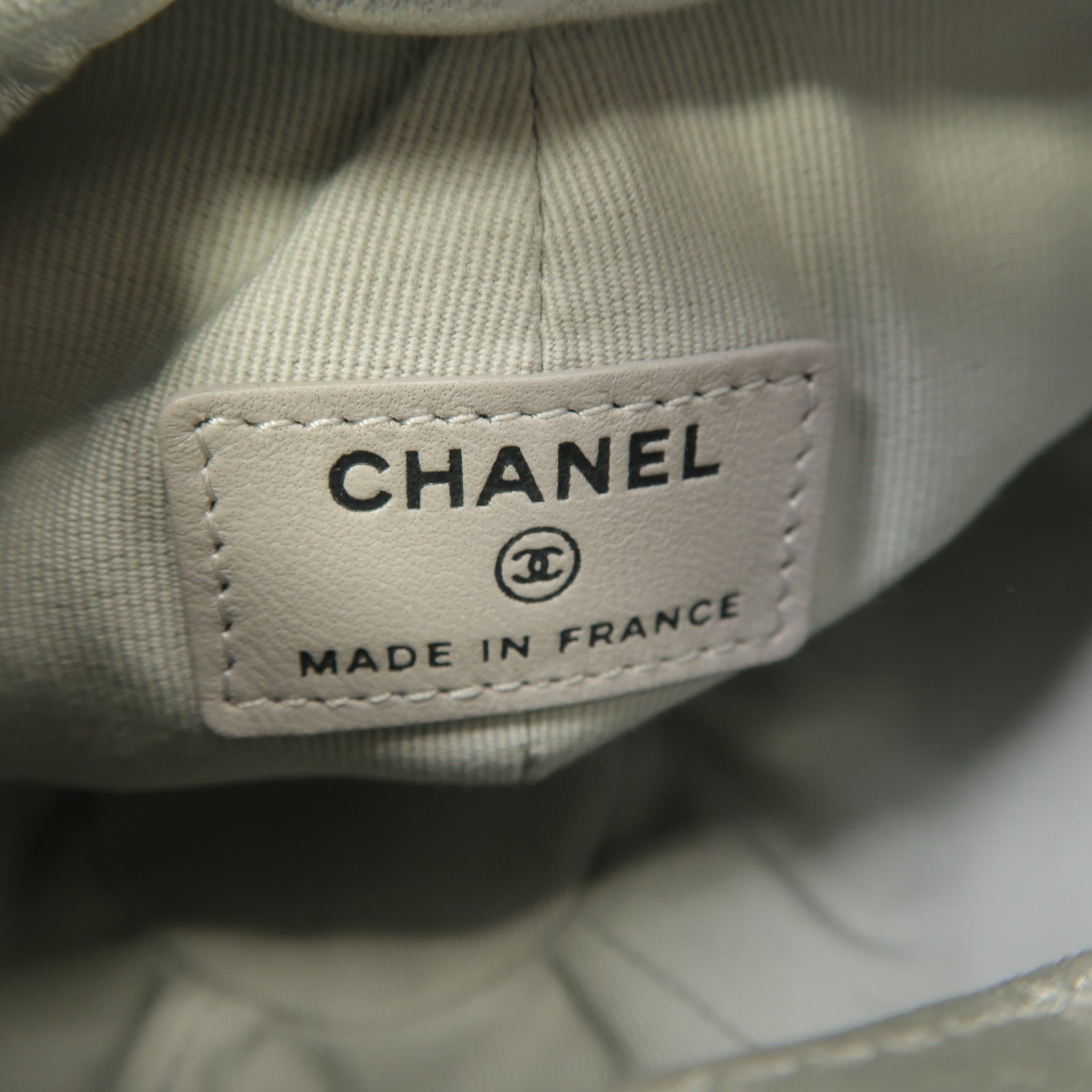 CHANEL 菱格牛皮皮革Chain Shoulder Bag銀扣鏈帶肩背袋銀色