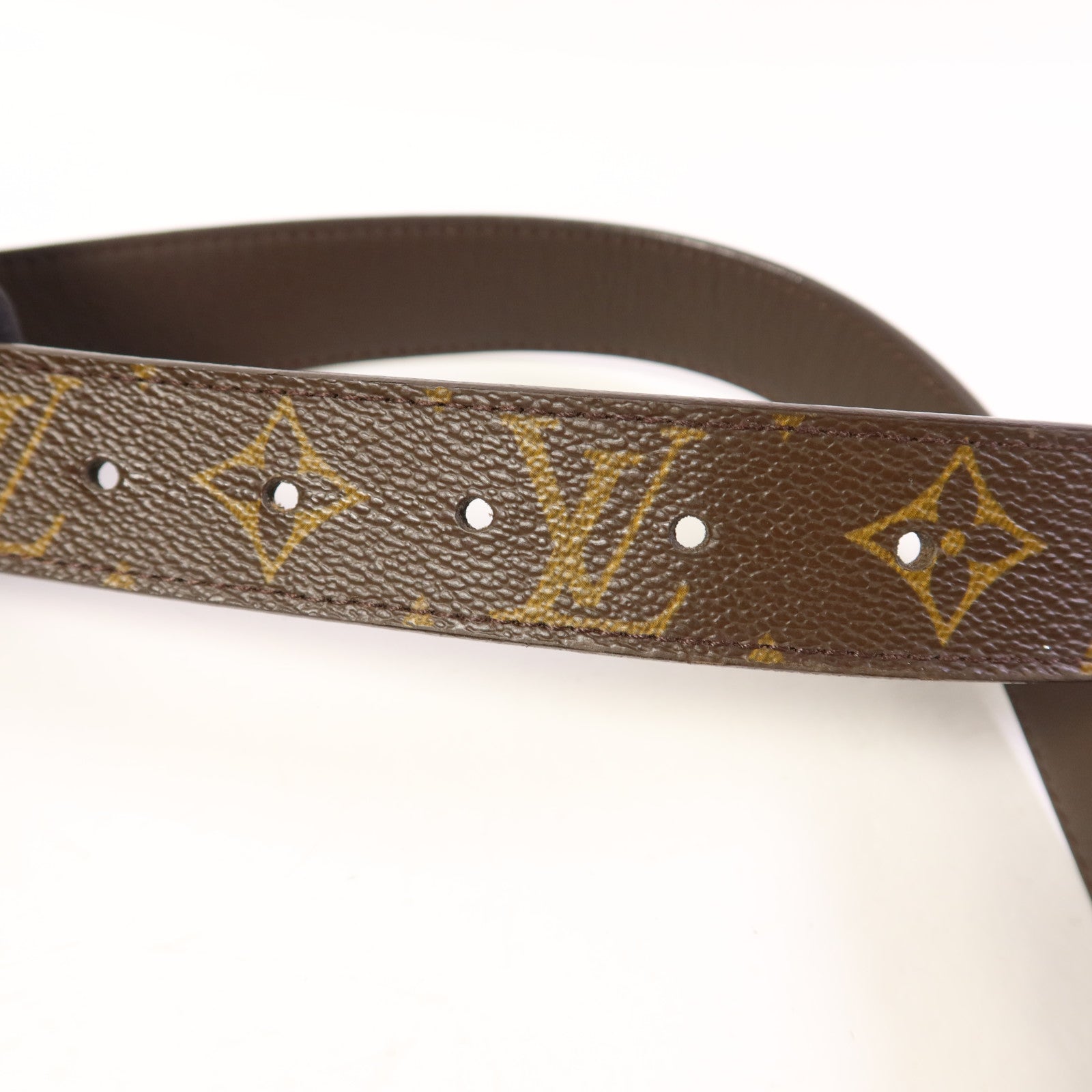 LOUIS VUITTON Monogram Buckle Monogram Belt銀扣皮帶