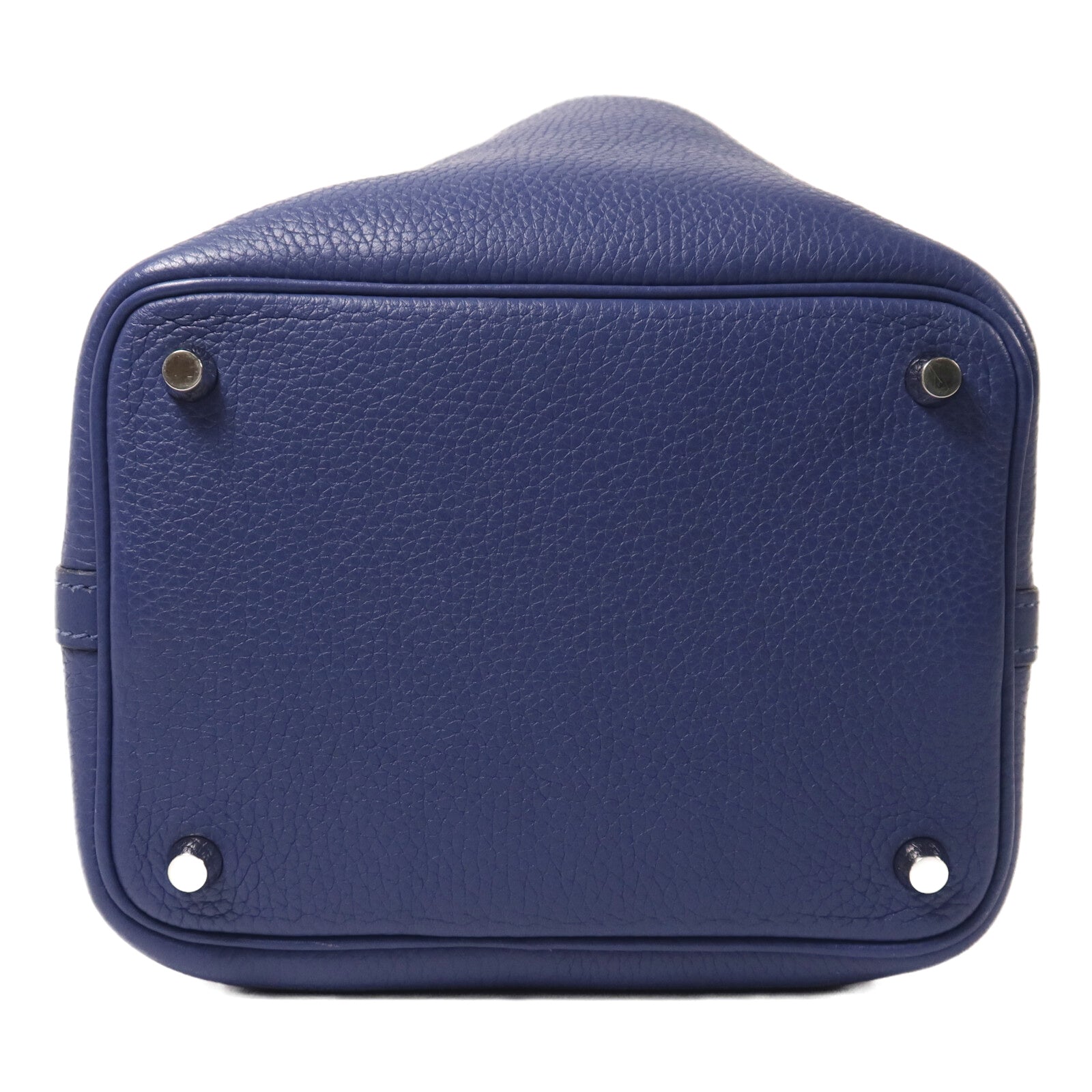 HERMES Clemence皮革Picotin PM銀扣手挽袋Bleu Brighton/Capucine