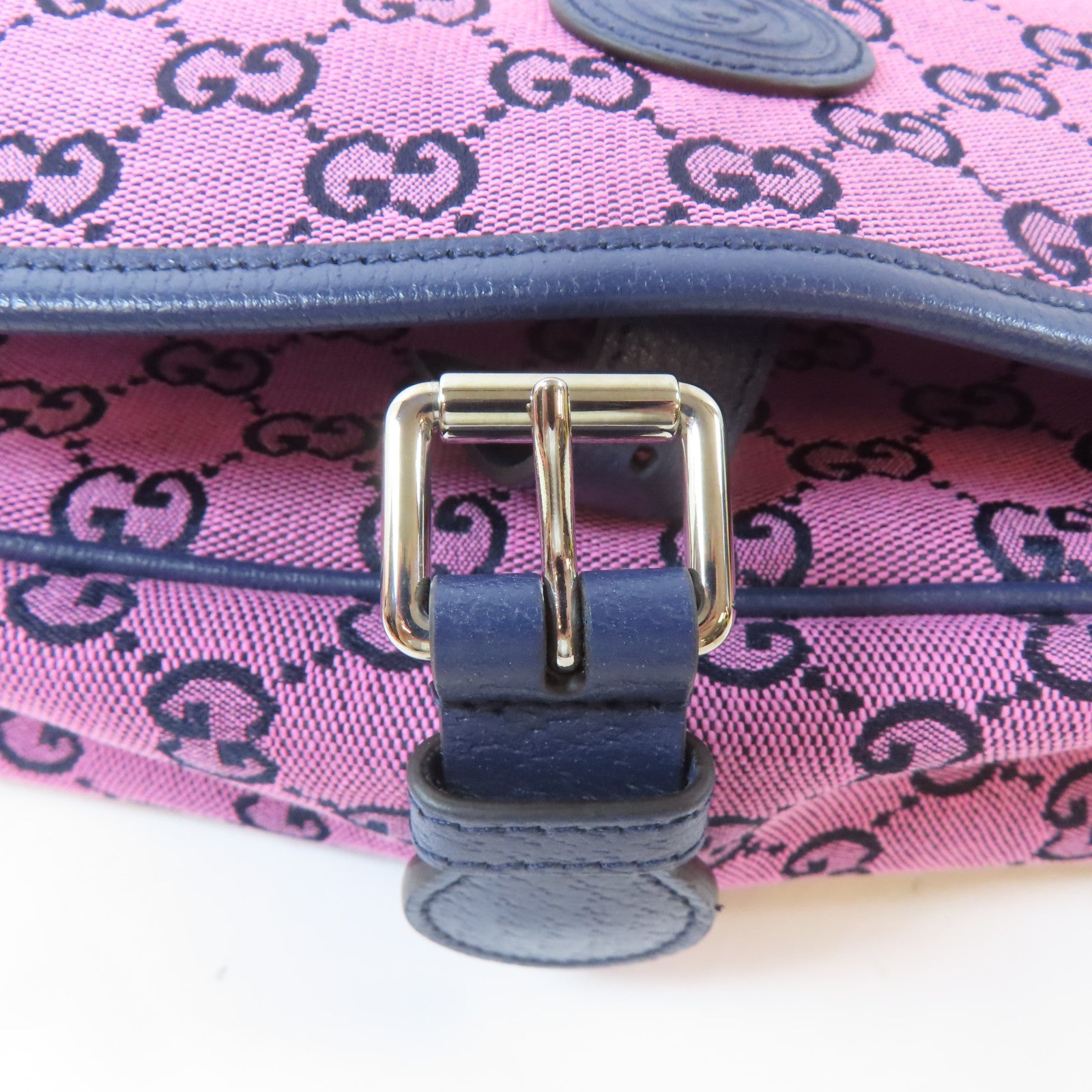 GUCCI 帆布Shoulder Bag銀扣肩背袋粉紅色