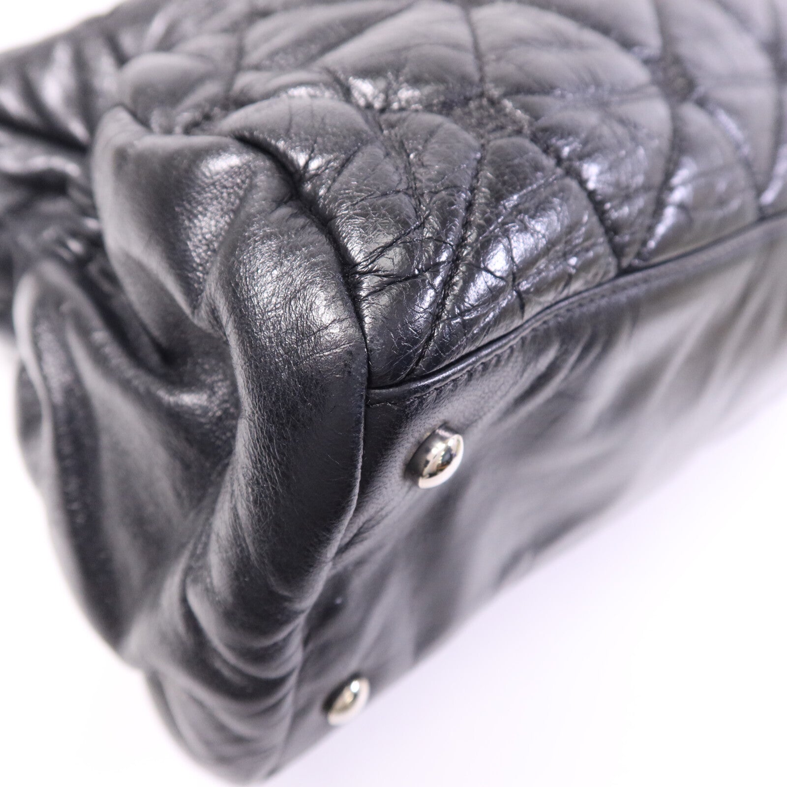 CHANEL 羊皮皮革So Black Flap Hand Bag銀扣手挽袋
