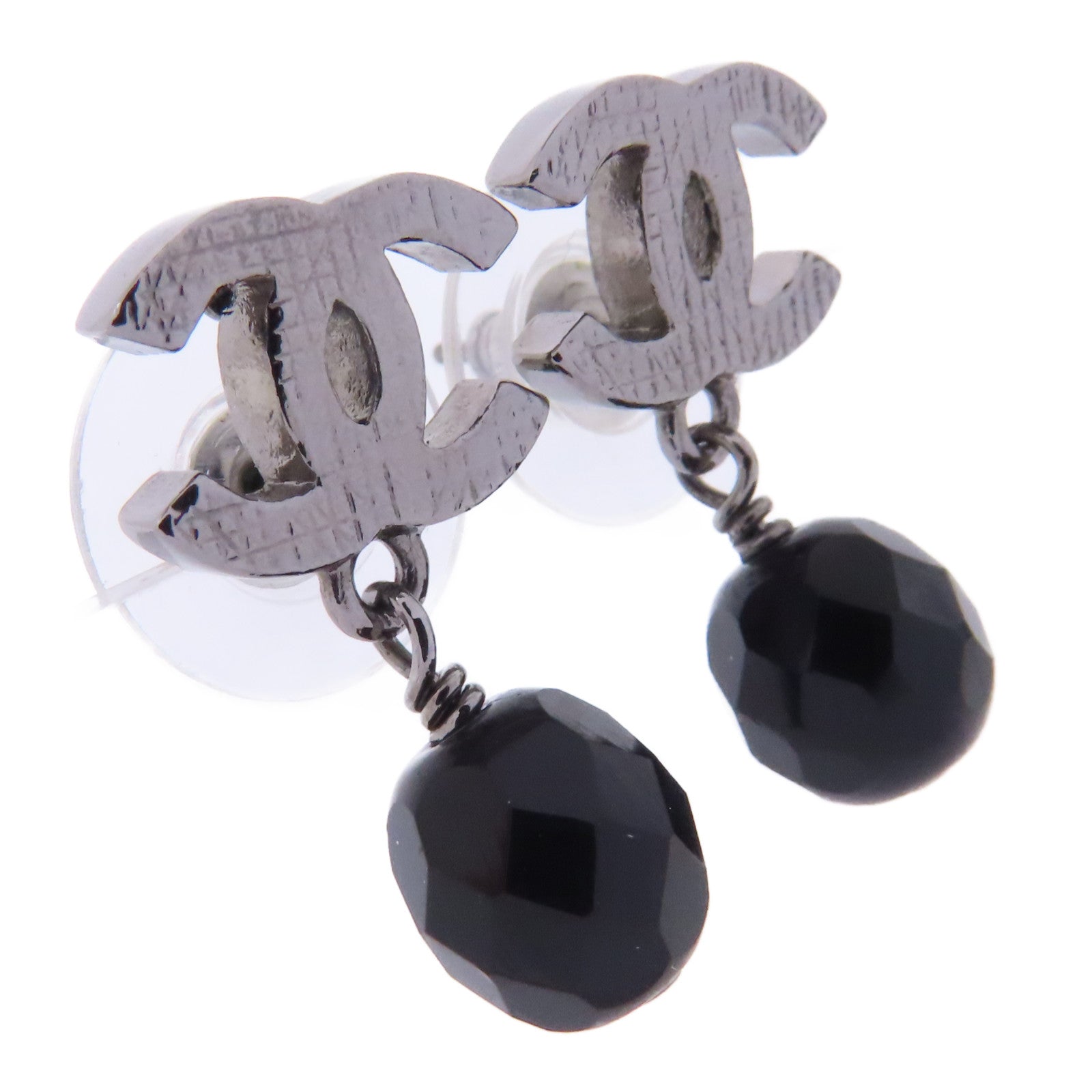 CHANEL PVC/金屬Earrings耳環黑色/銀色