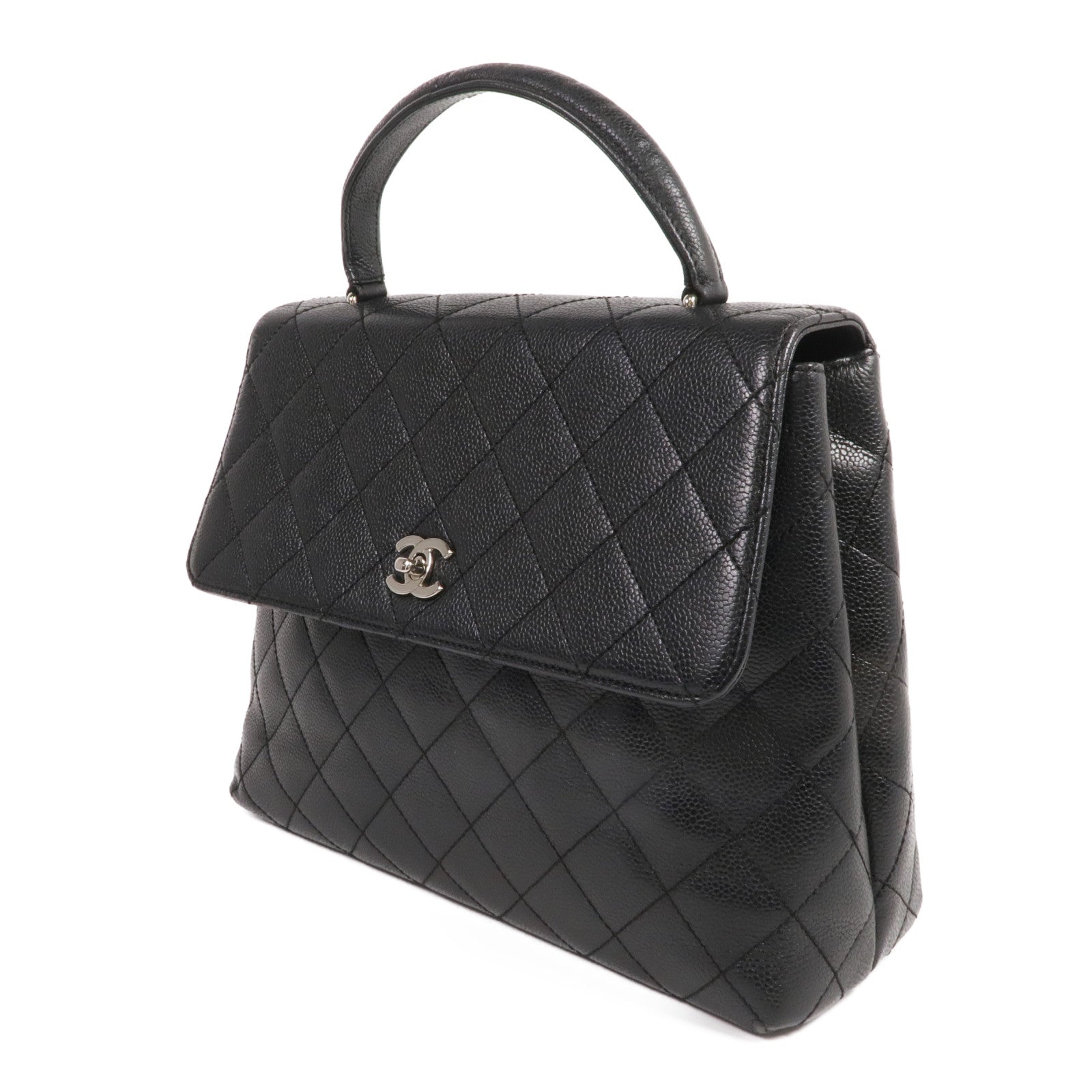 CHANEL 牛皮皮革Vintage Handbag銀扣手挽袋