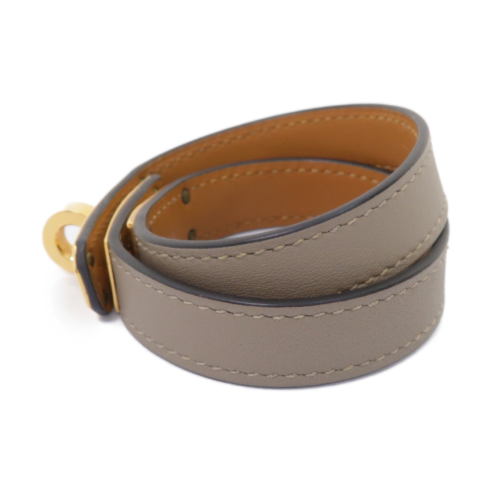 HERMES Evercolor皮革Kelly Double tour金扣手鏈灰色