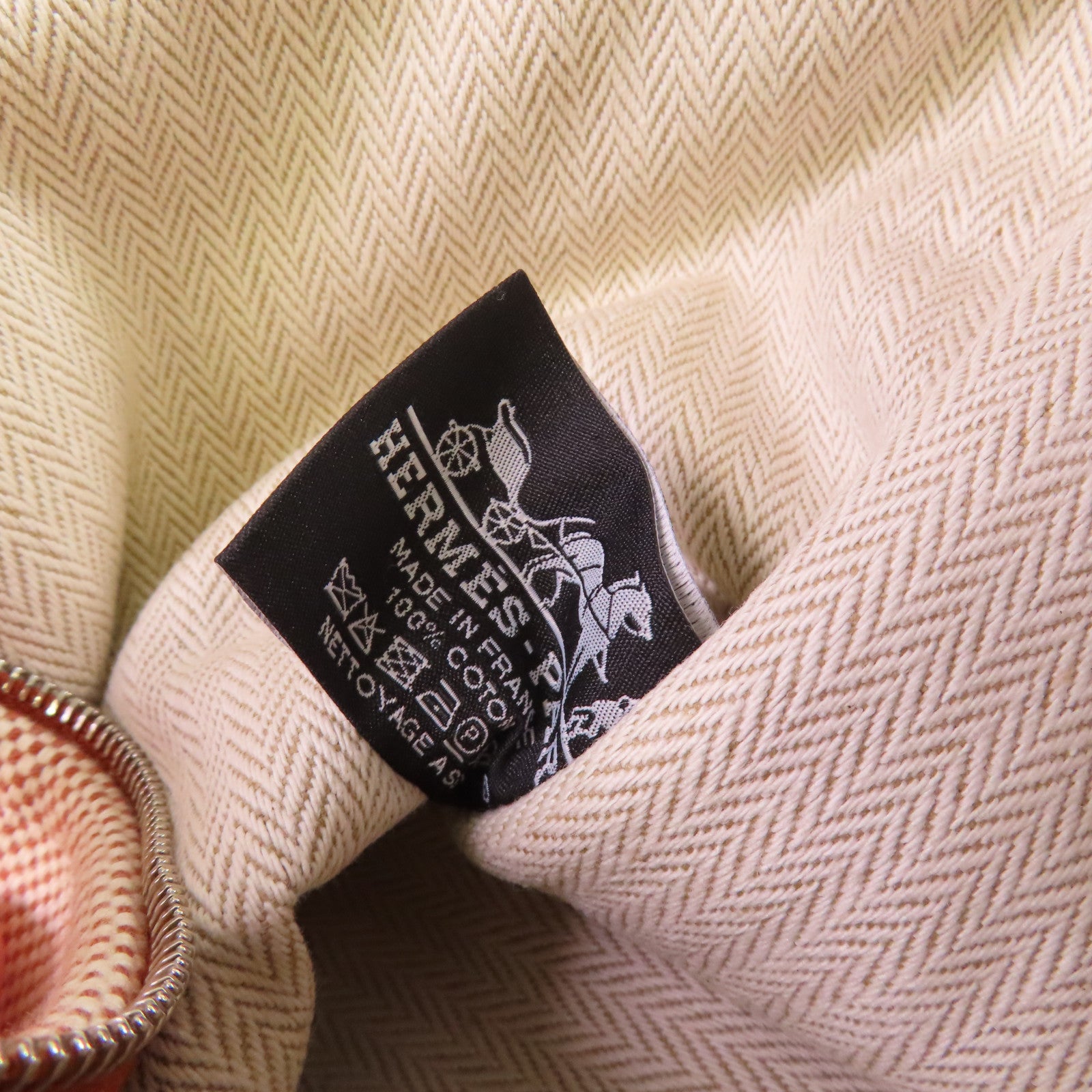 HERMES H Decoration帆布H Tissage Case銀扣手拿包棕色