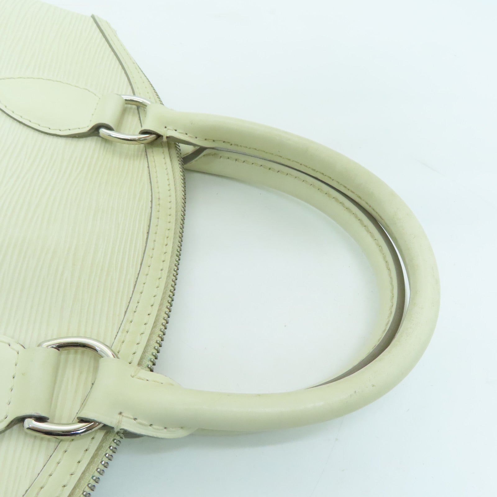 LOUIS VUITTON Epi Lockit Vertical Silver Buckle Handle Bag White