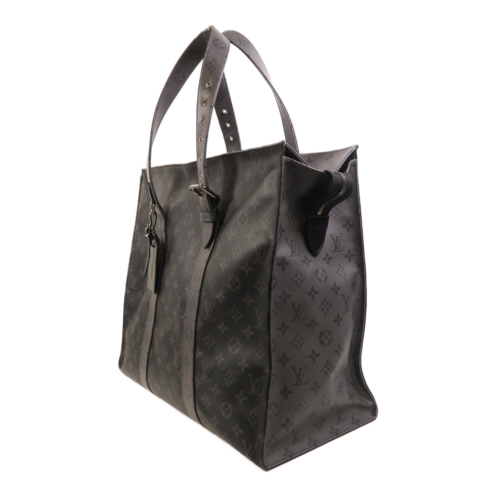 LOUIS VUITTON Monogram Eclipse New Cabas Zippe銀扣肩背袋