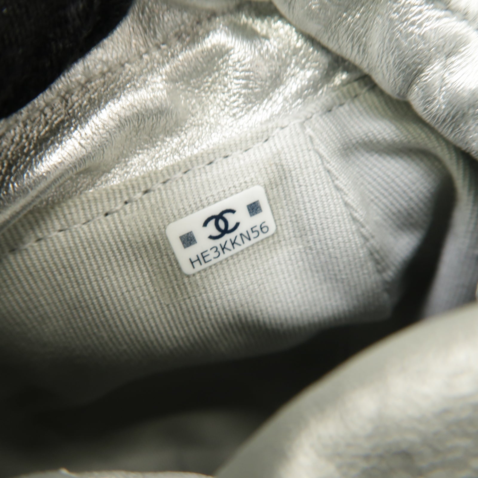 CHANEL 菱格牛皮皮革Chain Shoulder Bag銀扣鏈帶肩背袋銀色
