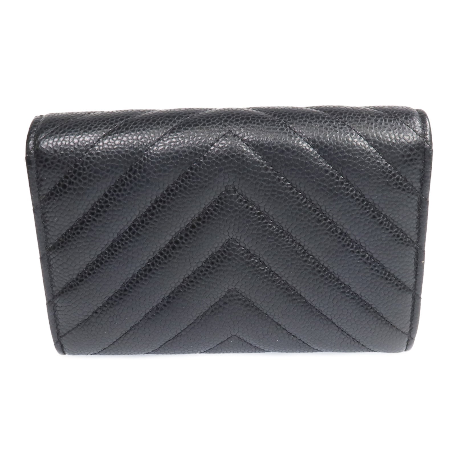 CHANEL 【激減優惠】牛皮皮革Fold Wallet銀扣長錢包