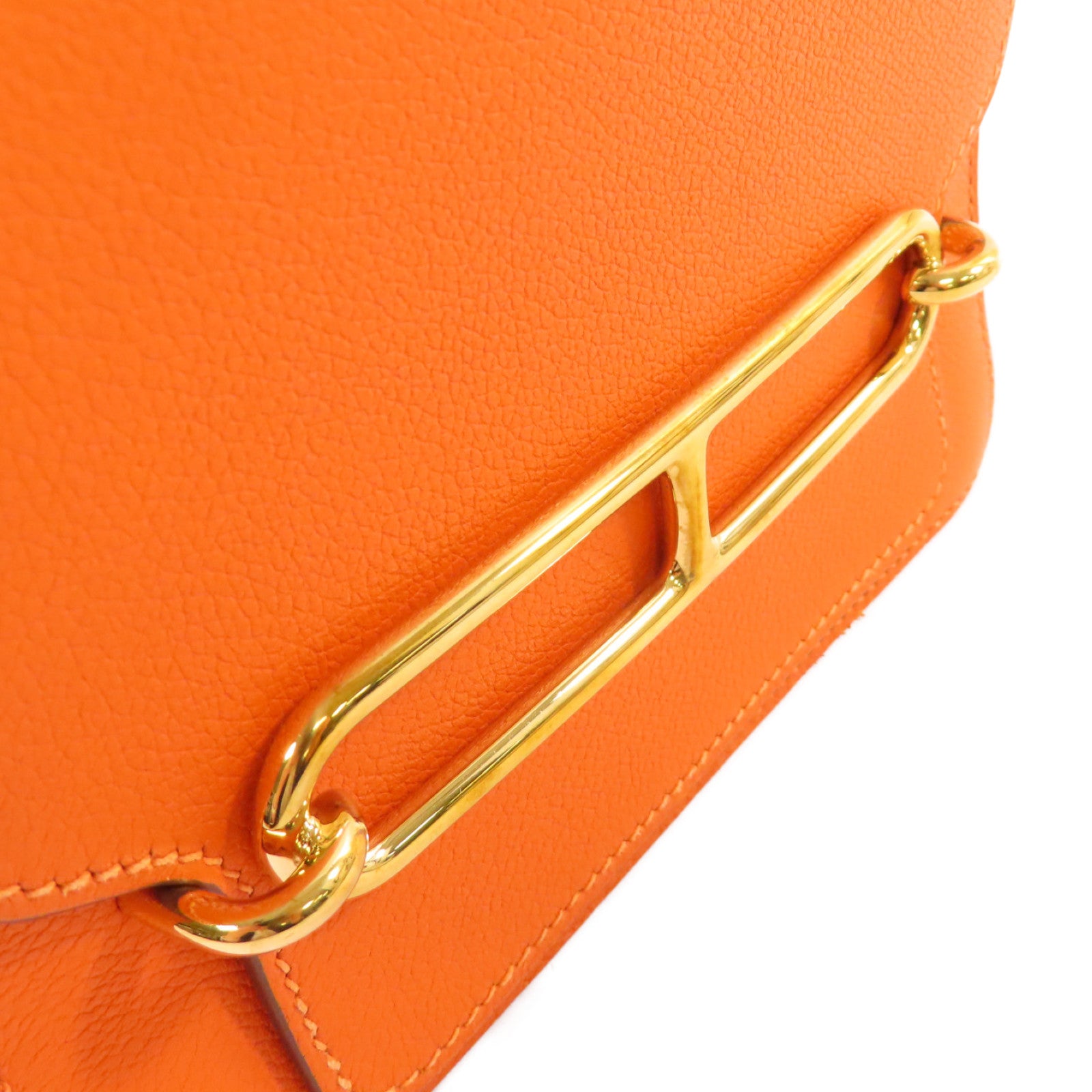 HERMES Evercolor皮革Roulis Mini Shoulder Bag金扣肩背袋9J Feu fire orange/火橘色